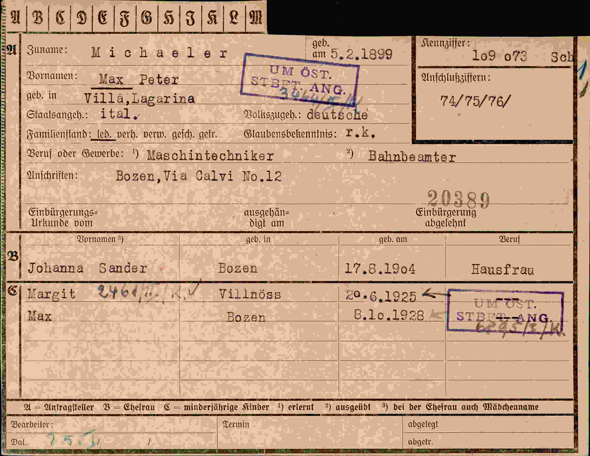 Dokument für Max Peter Michaeler