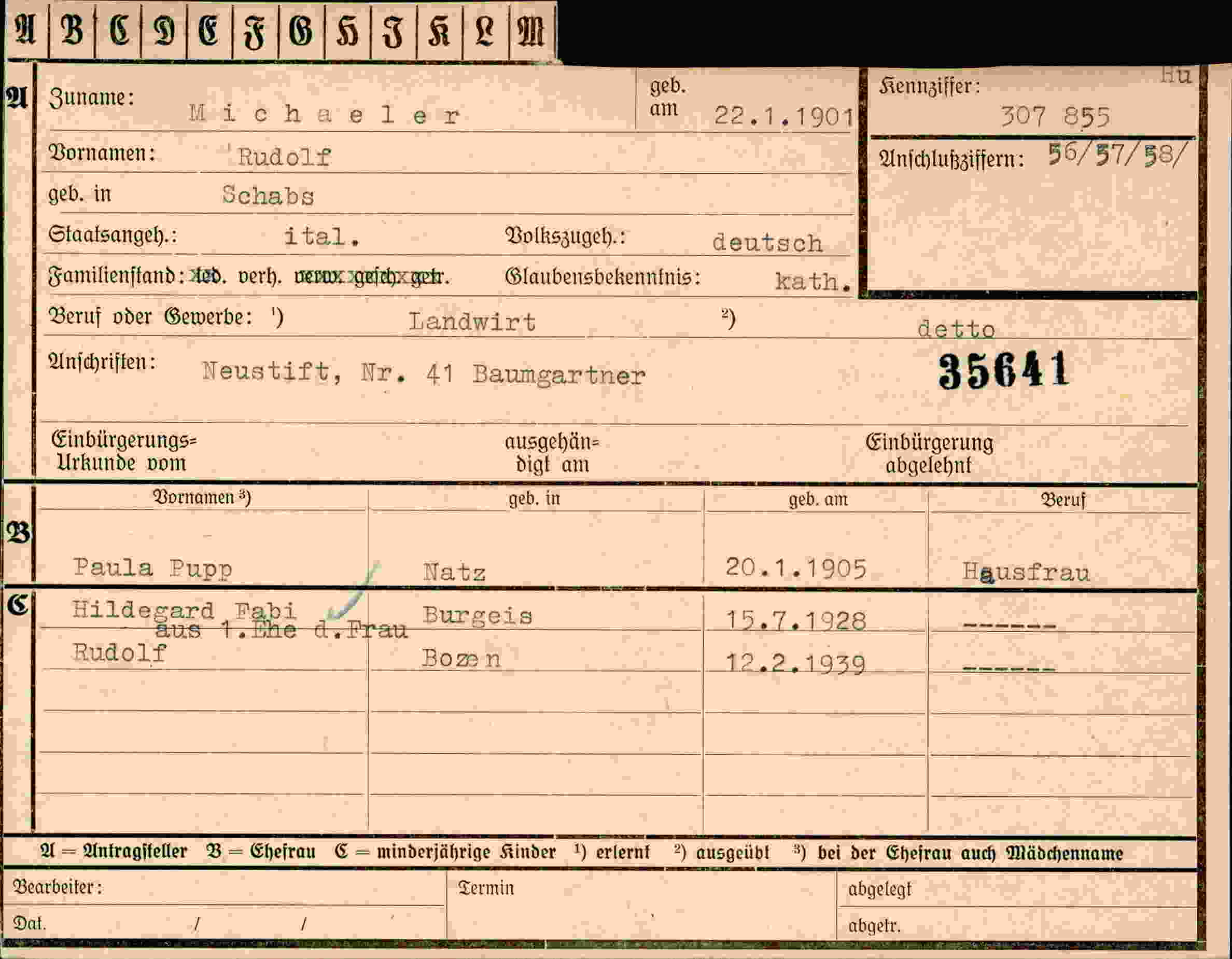 Dokument für Rudolf Michaeler