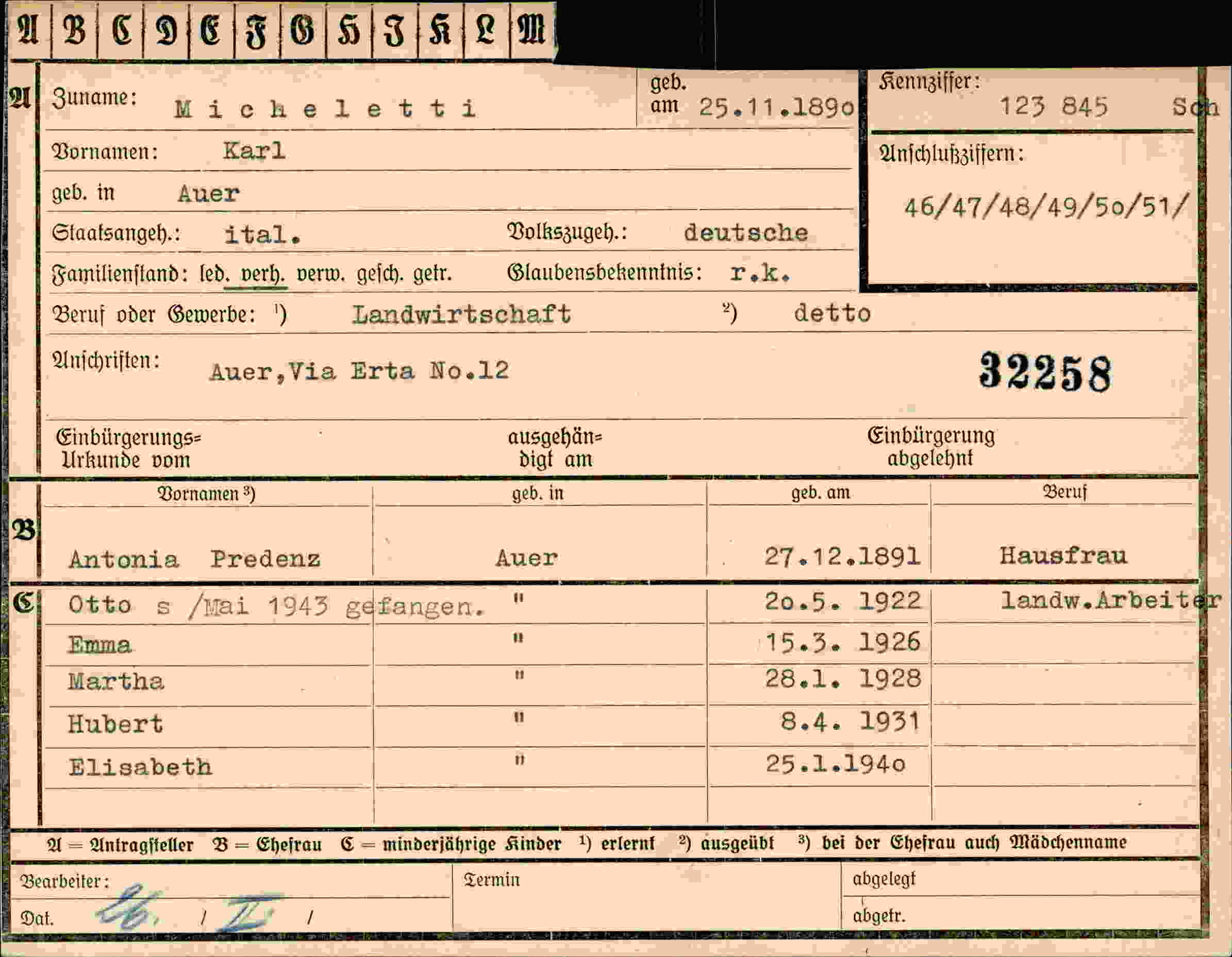 Vorderseite des Dokuments