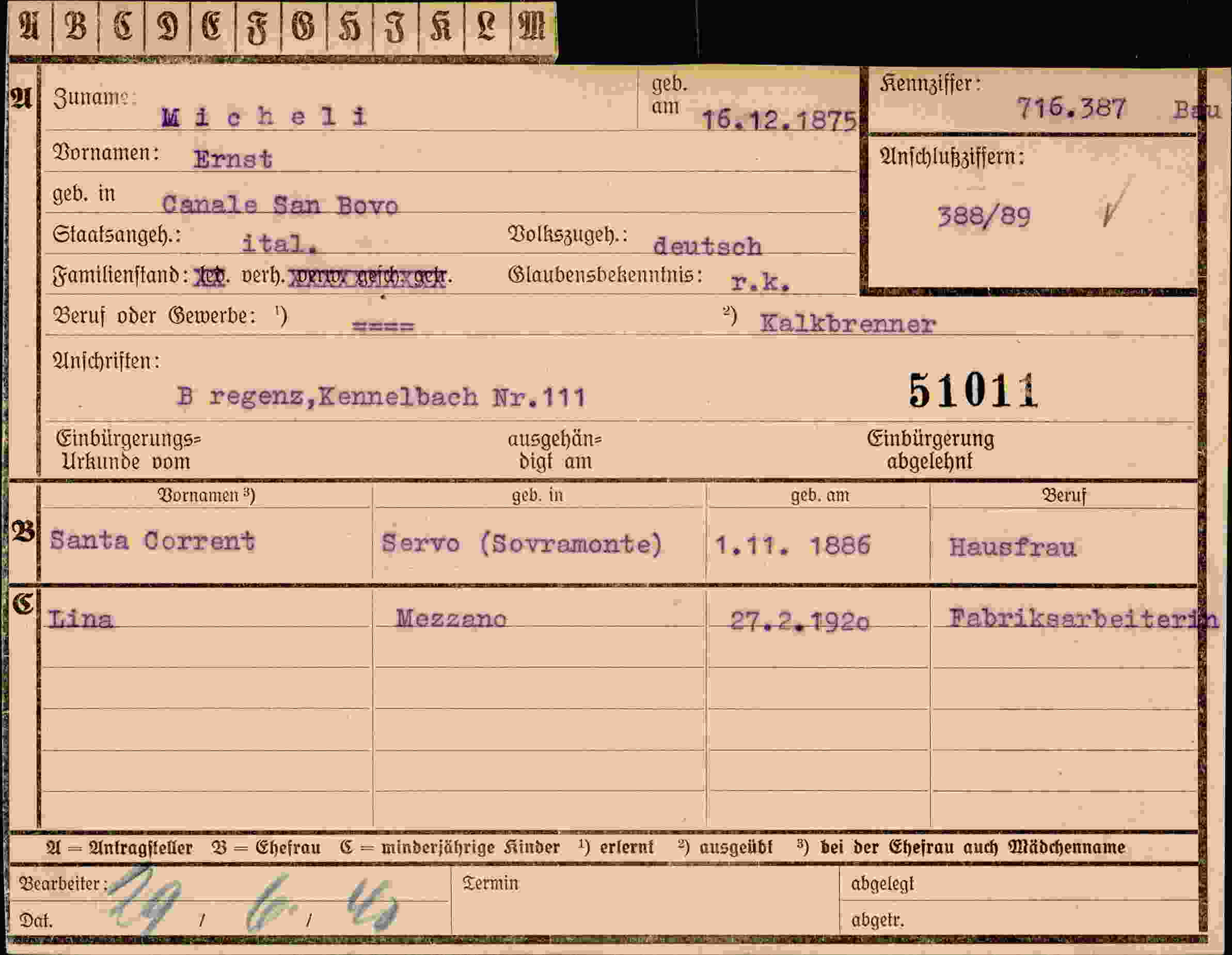 Dokument für Ernst Micheli