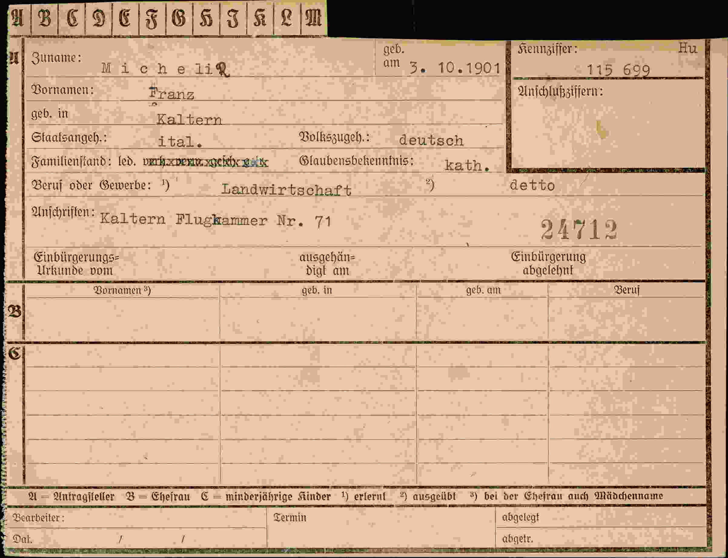 Dokument für Franz Micheli