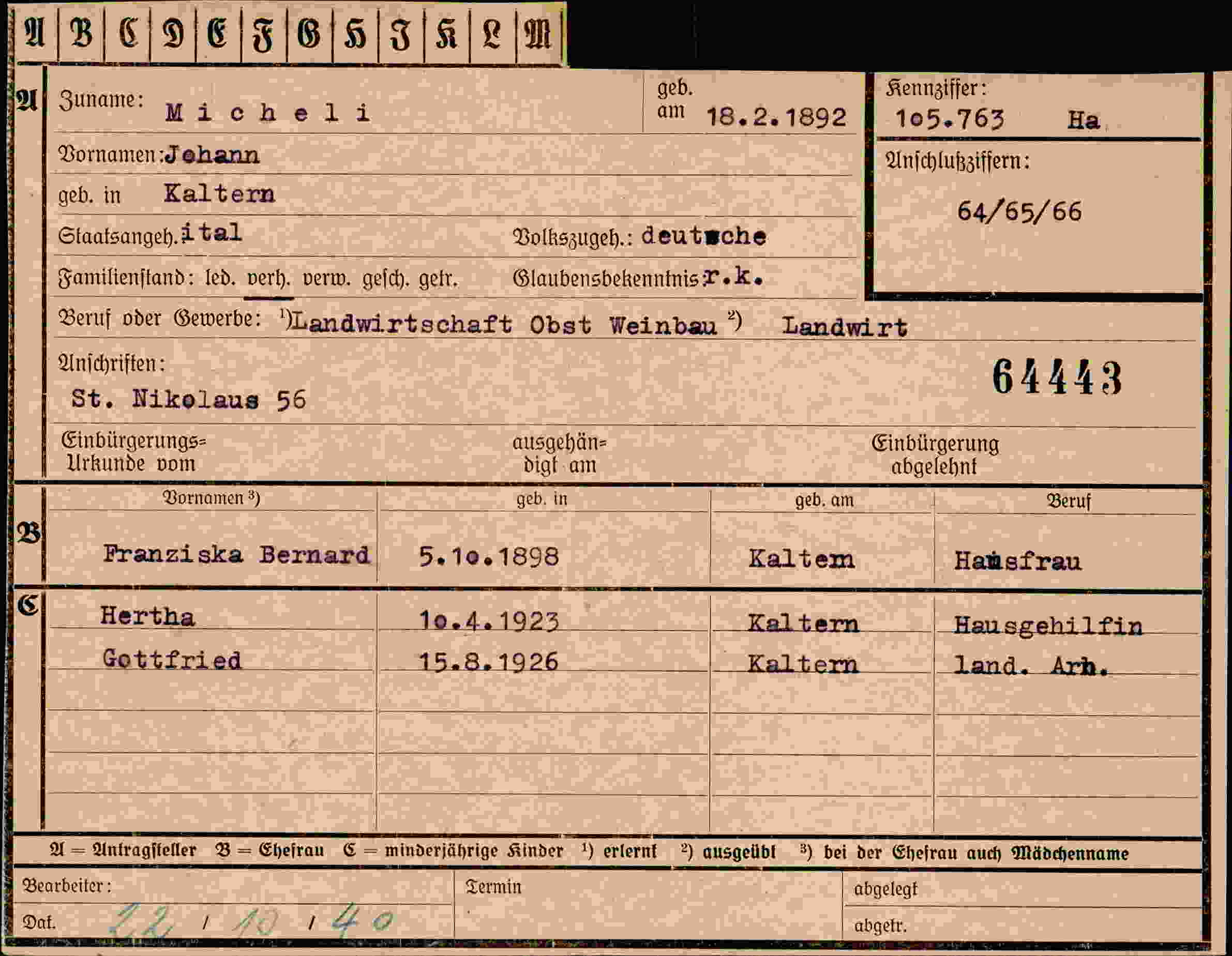 Vorderseite des Dokuments