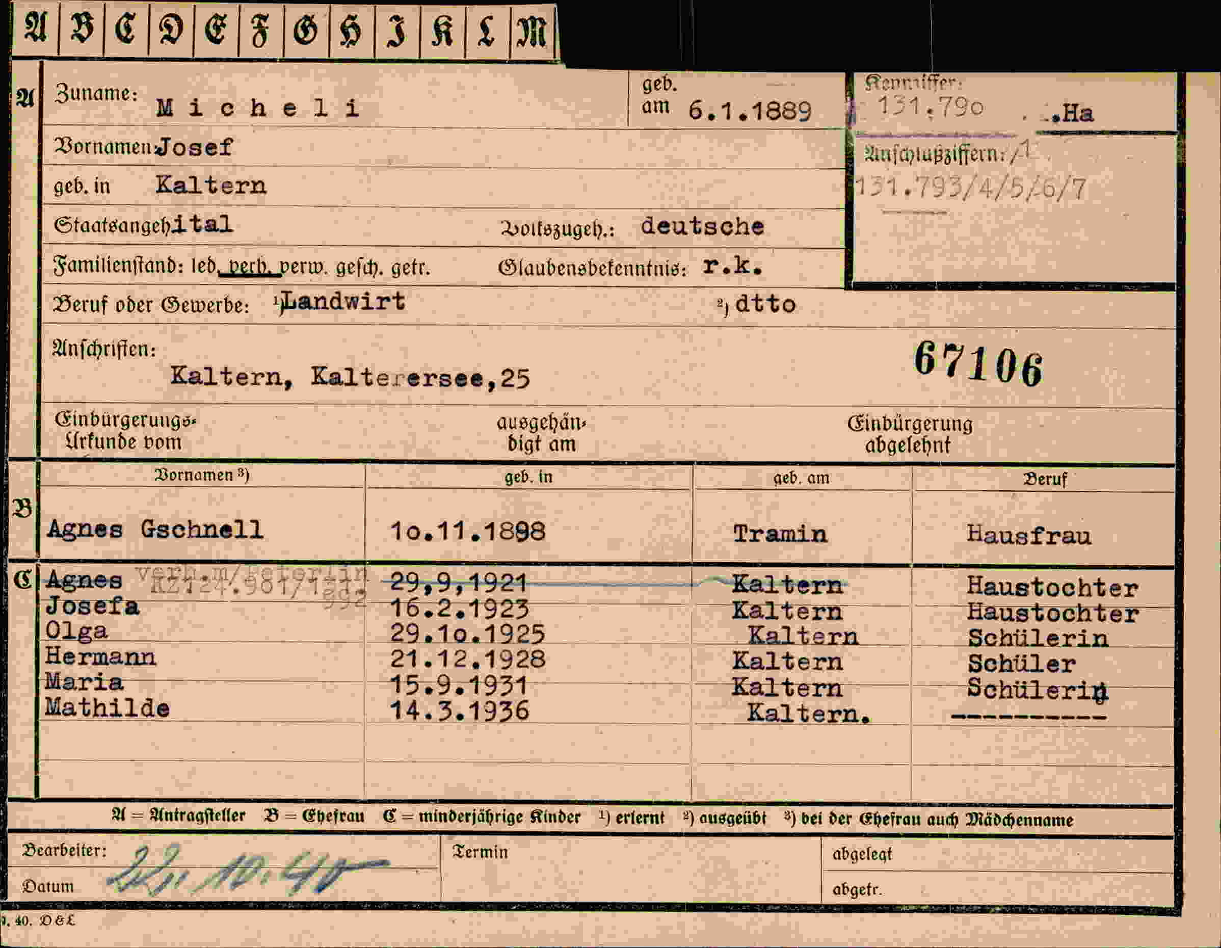 Vorderseite des Dokuments