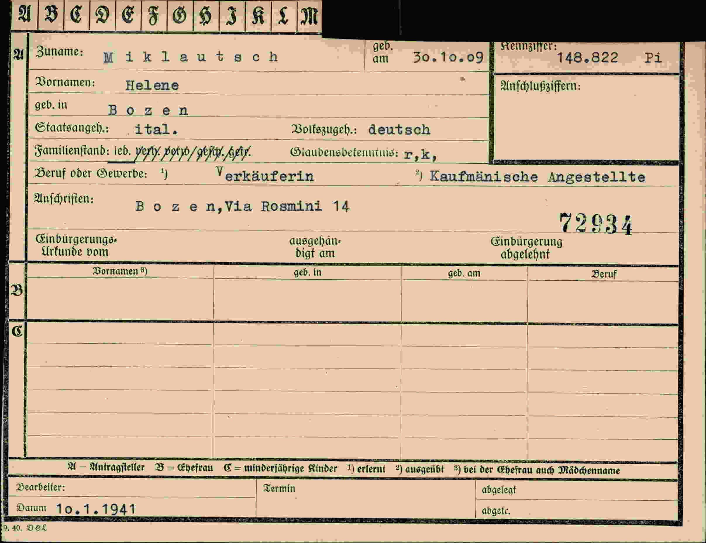 Vorderseite des Dokuments