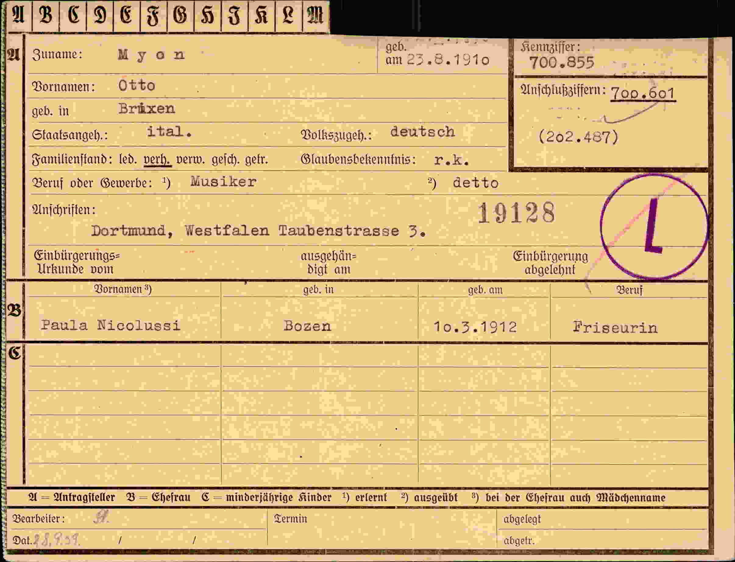 Dokument für Otto Myon