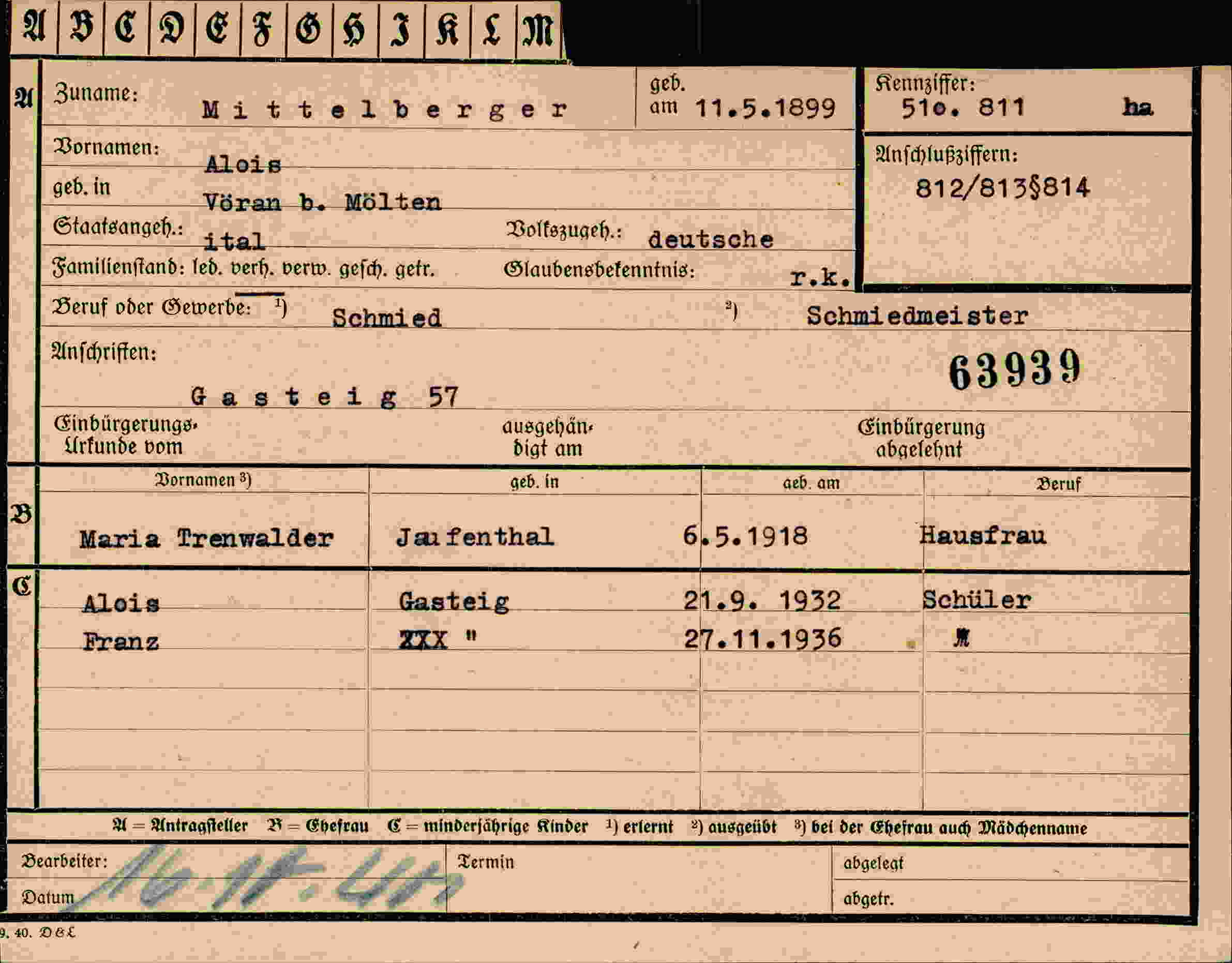 Dokument für Alois Mittelberger