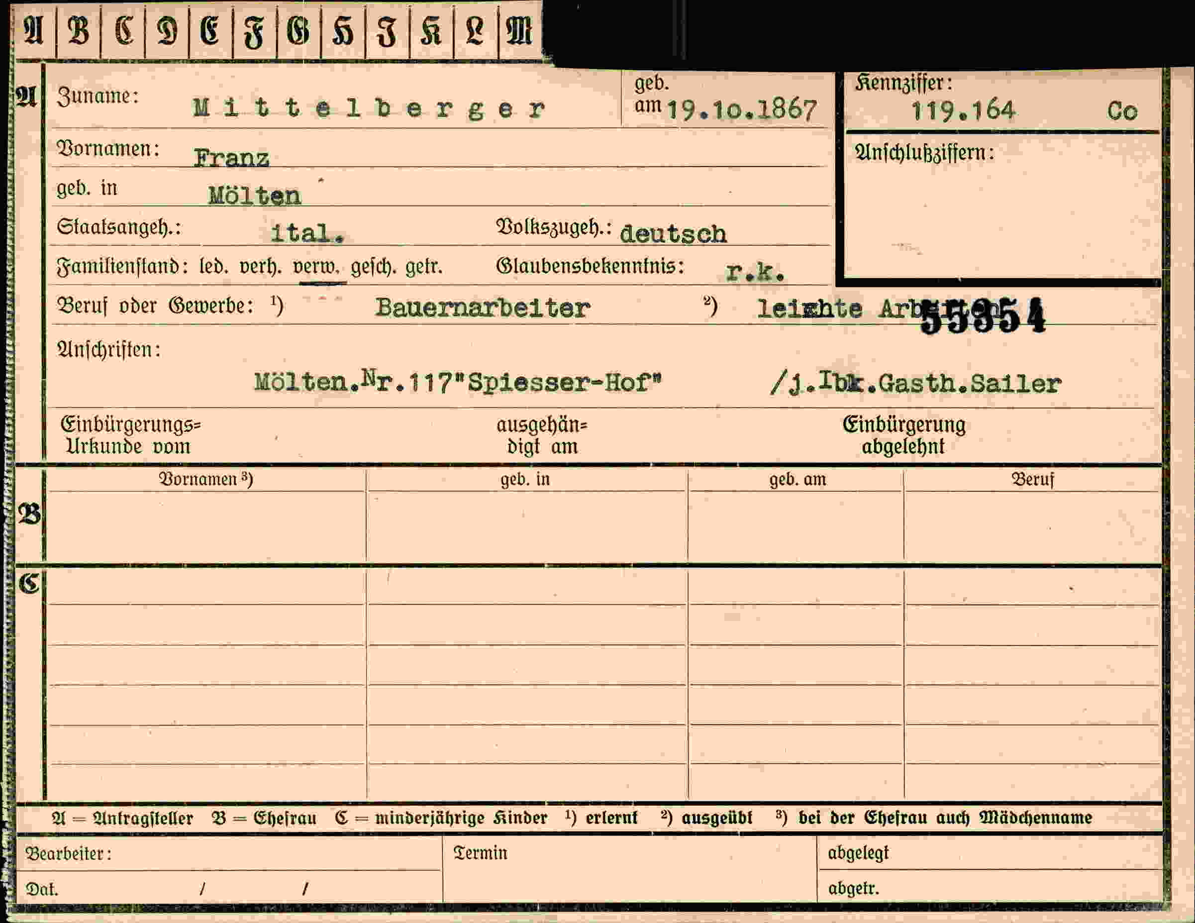 Dokument für Franz Mittelberger