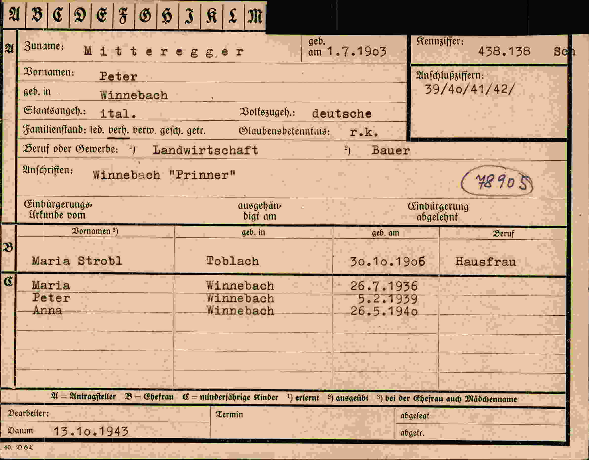 Vorderseite des Dokuments