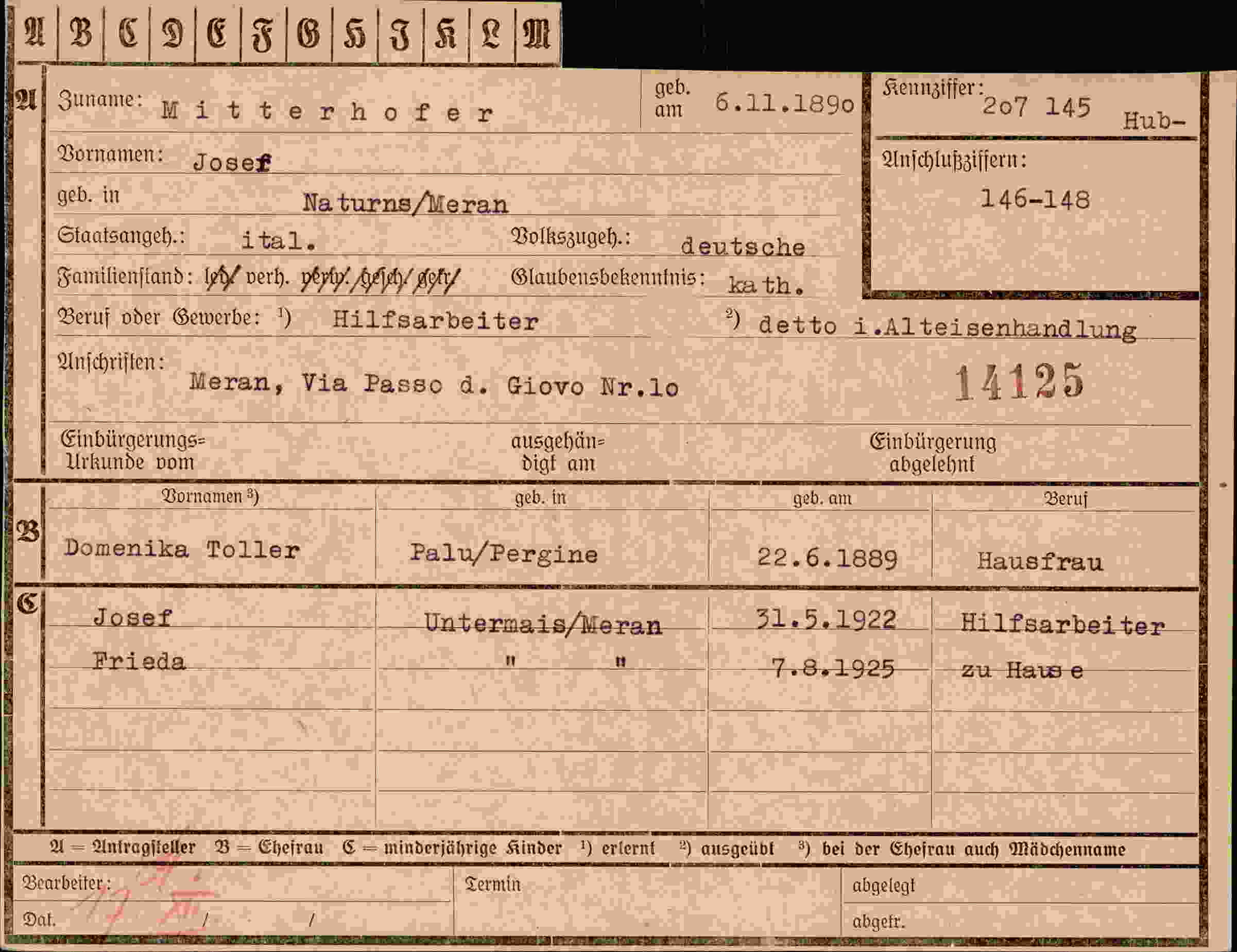 Vorderseite des Dokuments