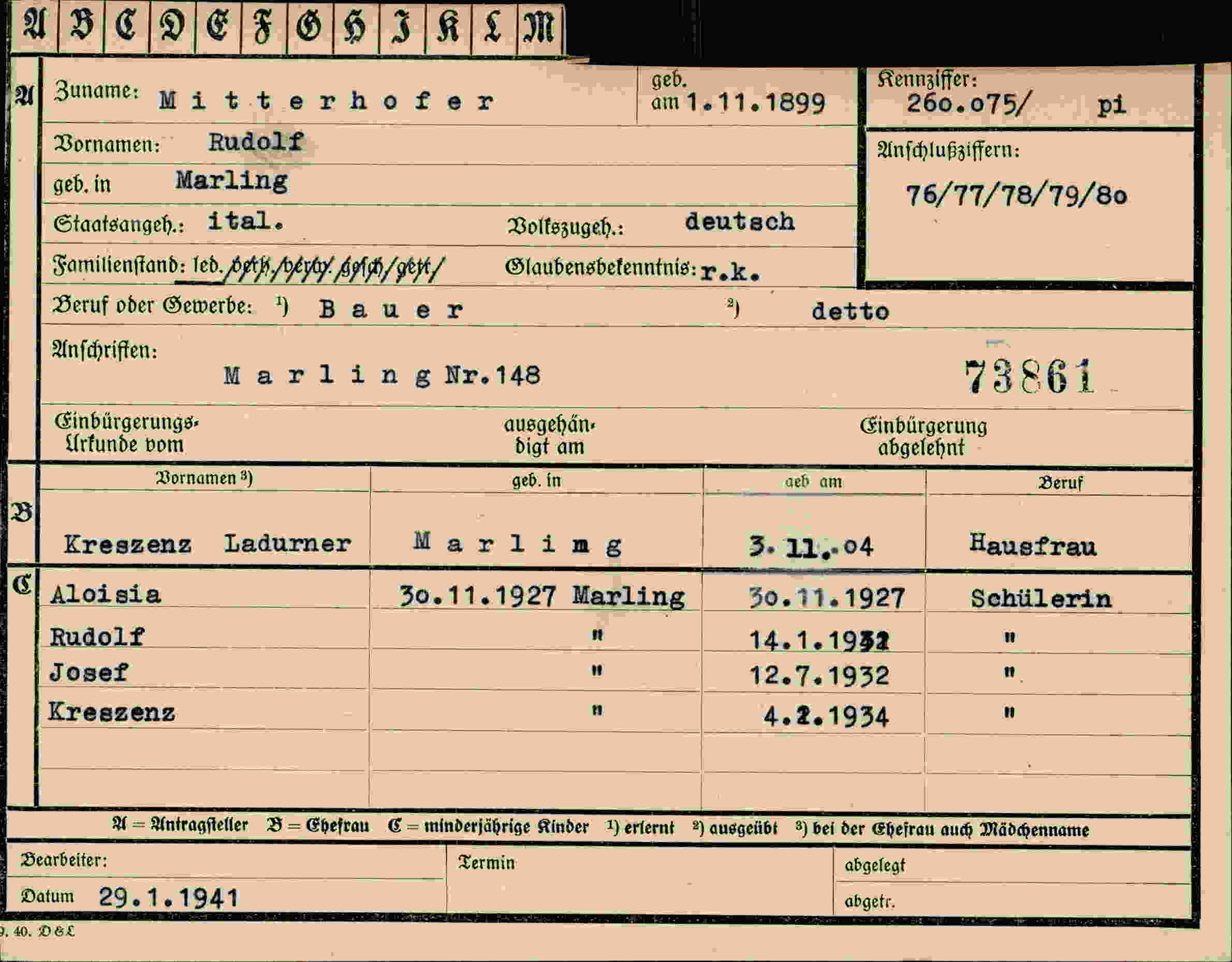 Dokument für Rudolf Mitterhofer