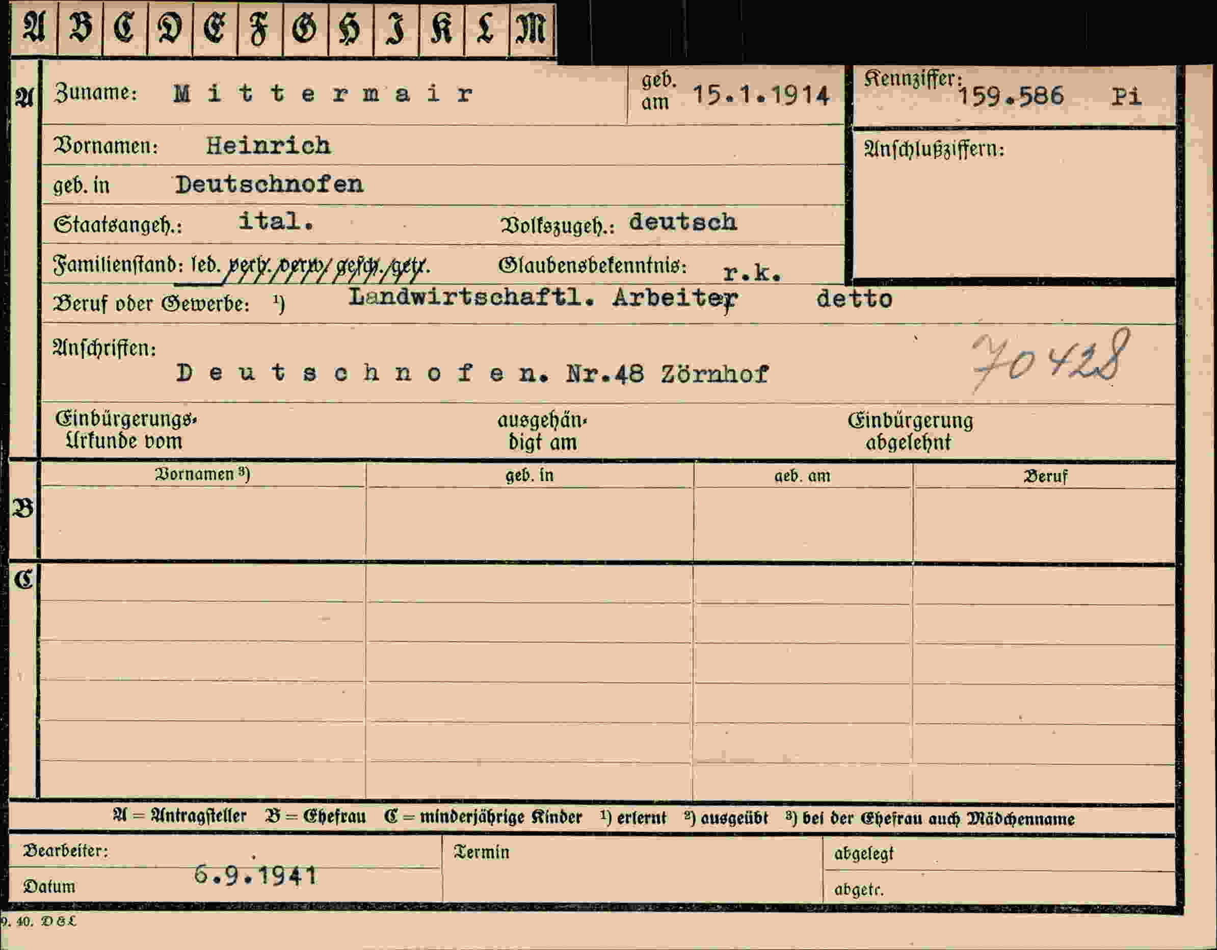 Vorderseite des Dokuments