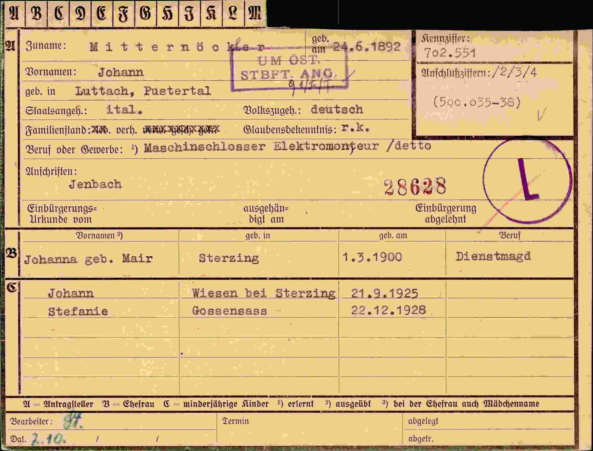 Dokument für Johann Mitternöckler