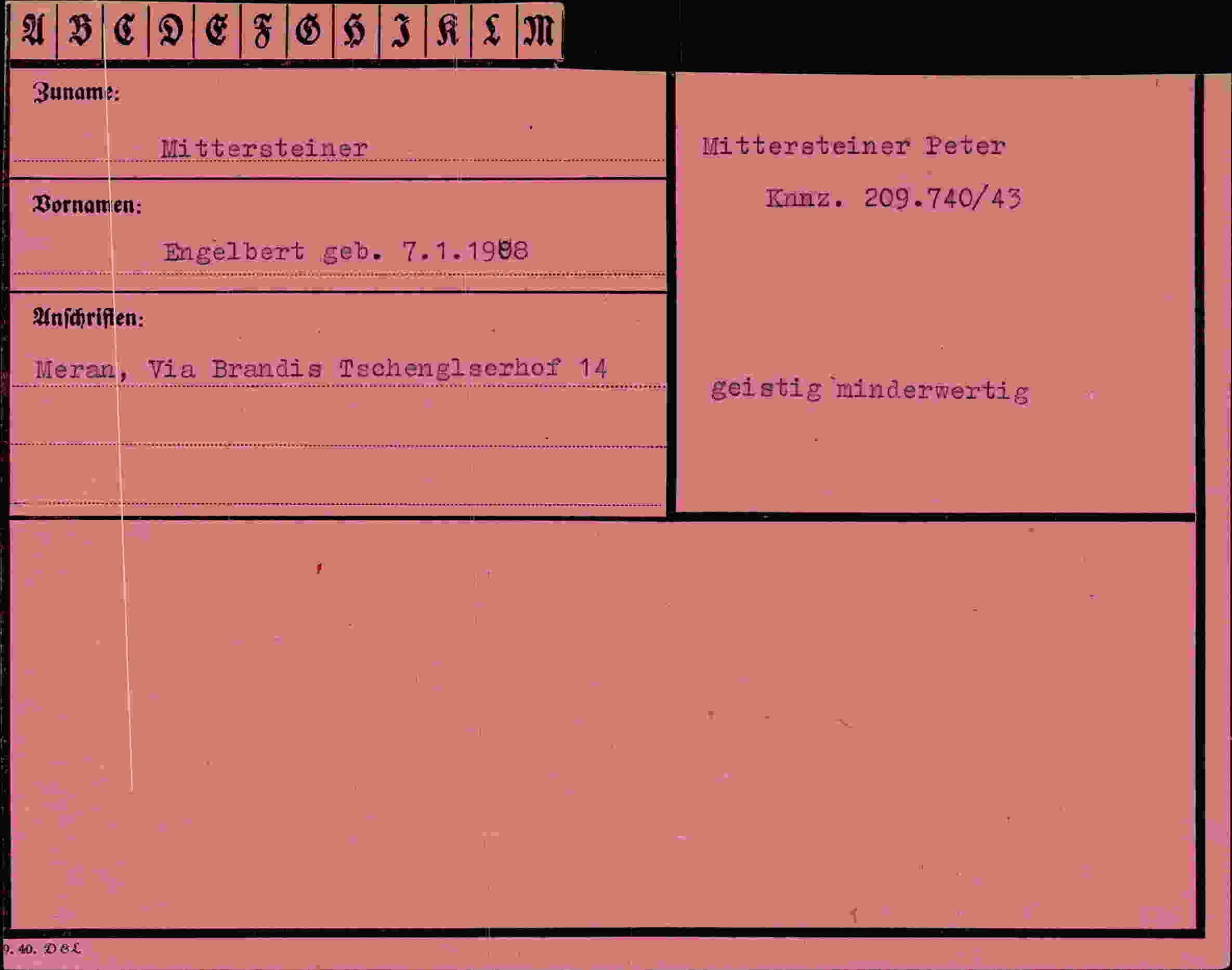 Vorderseite des Dokuments