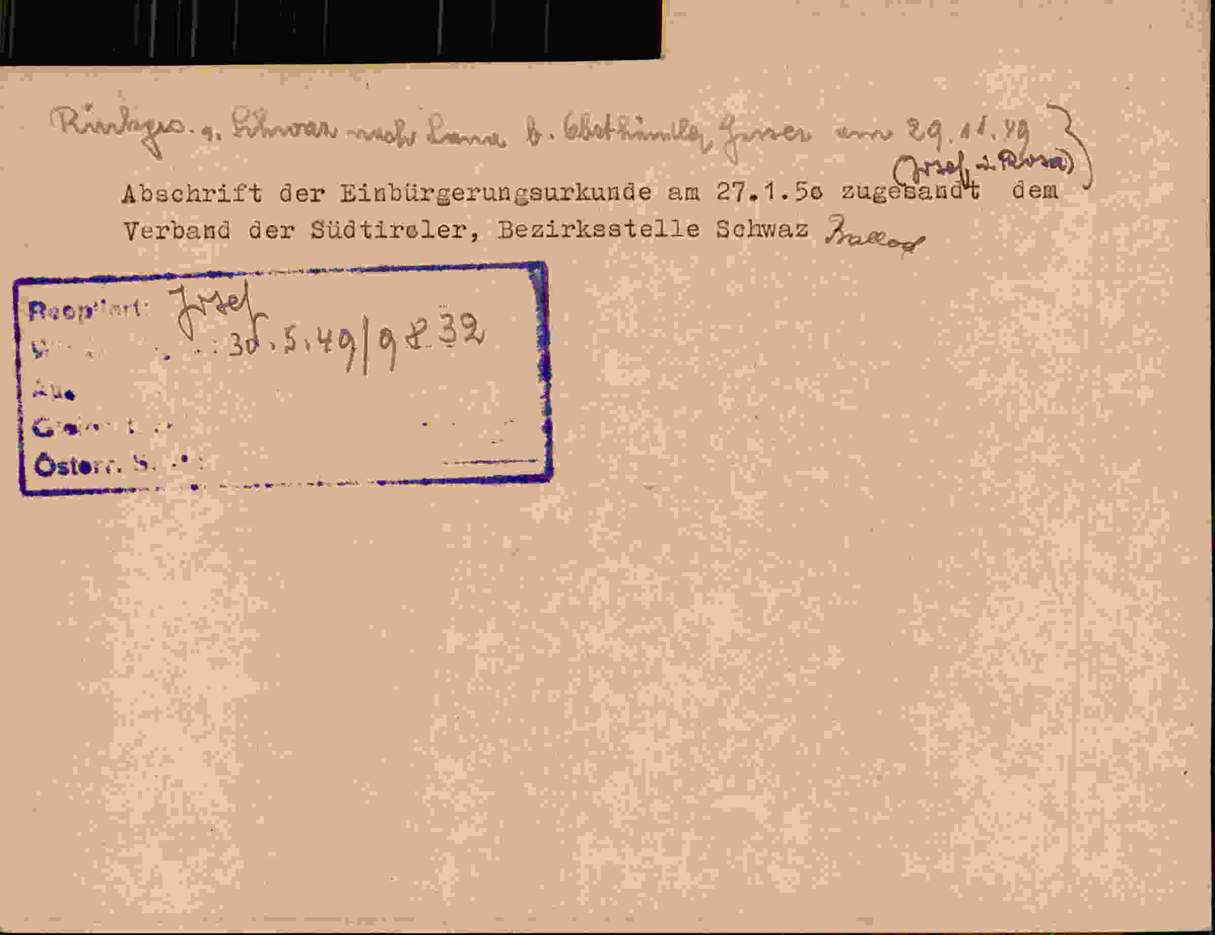 Rückseite des Dokuments