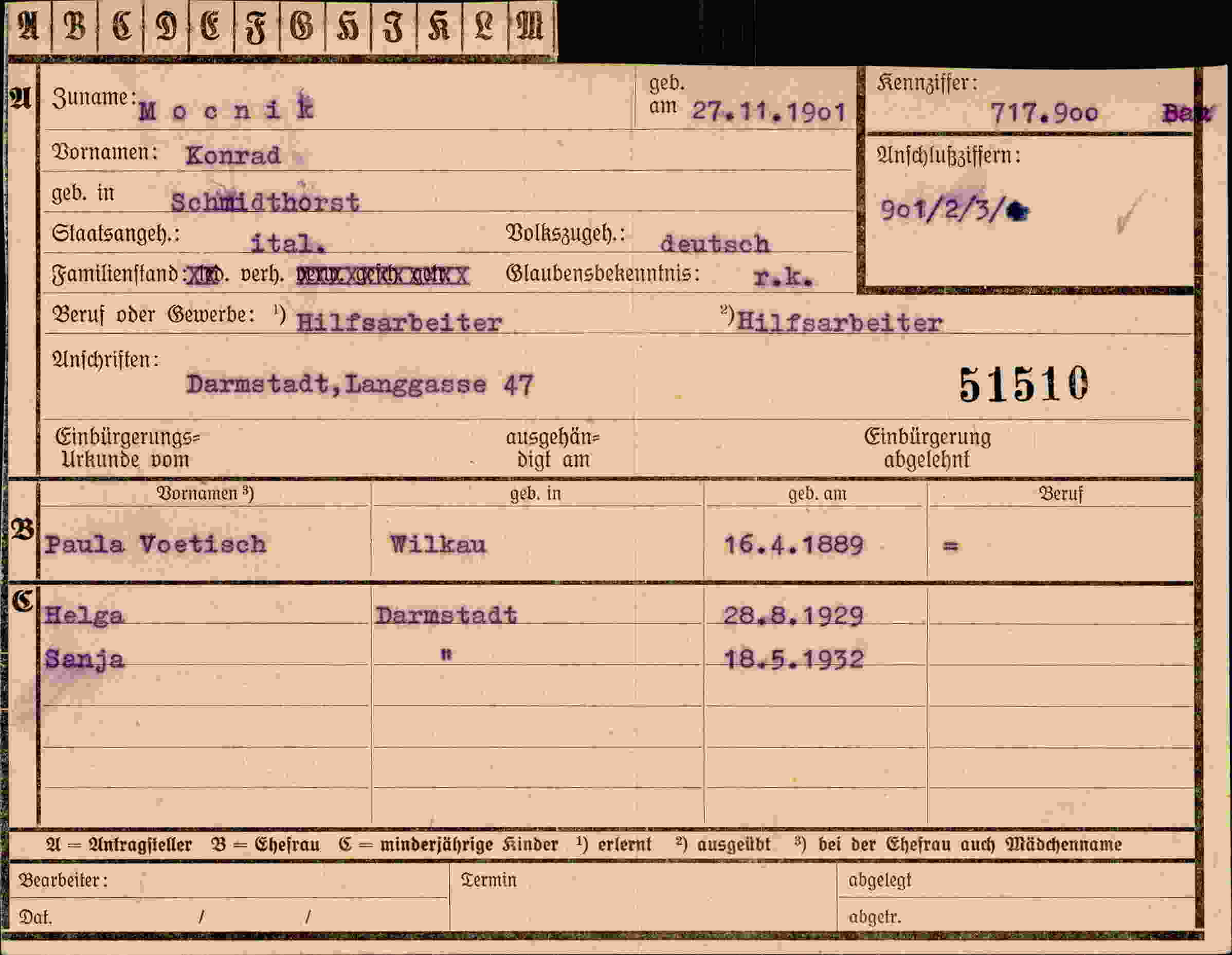 Vorderseite des Dokuments