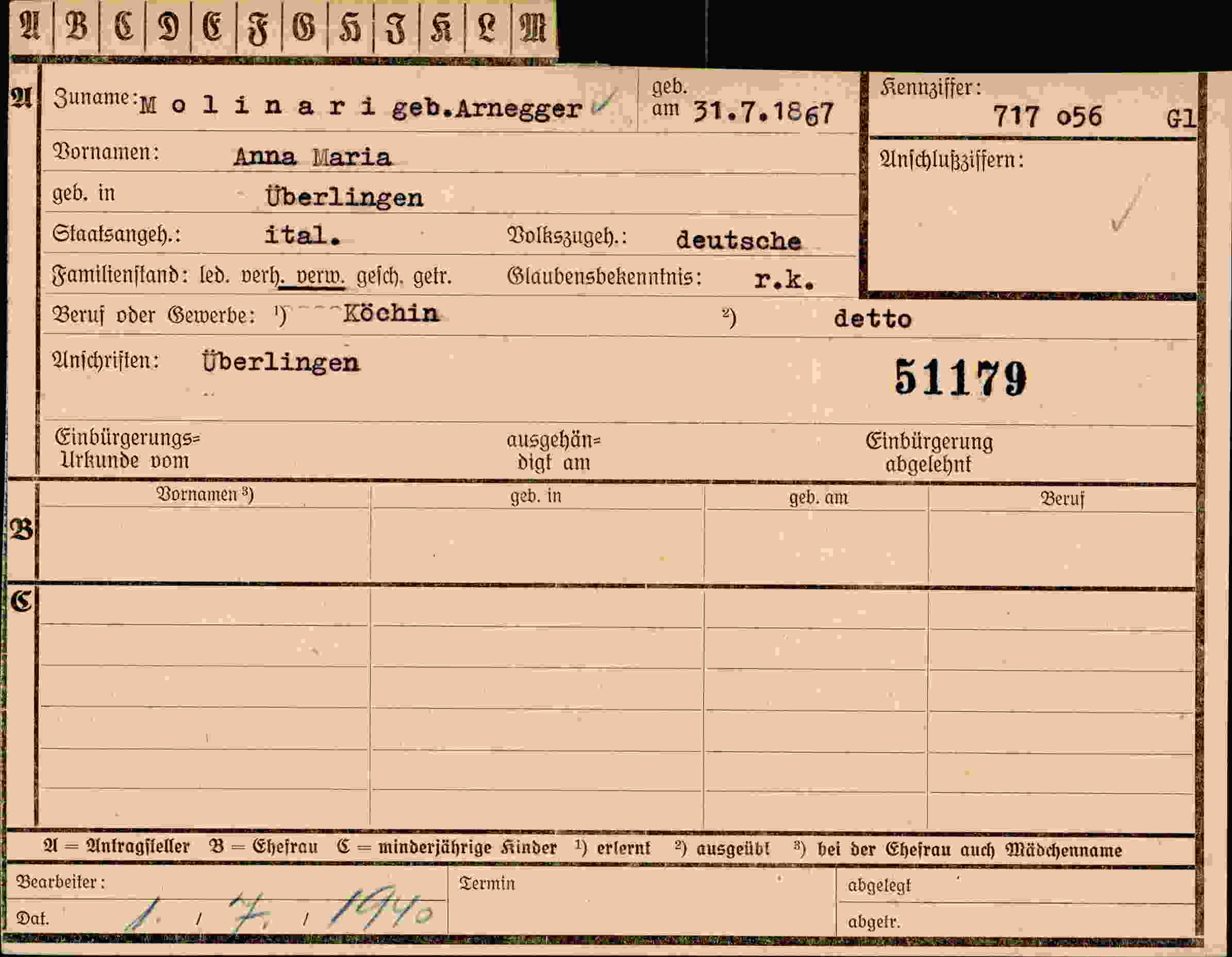 Dokument für Anna Maria Molinari
