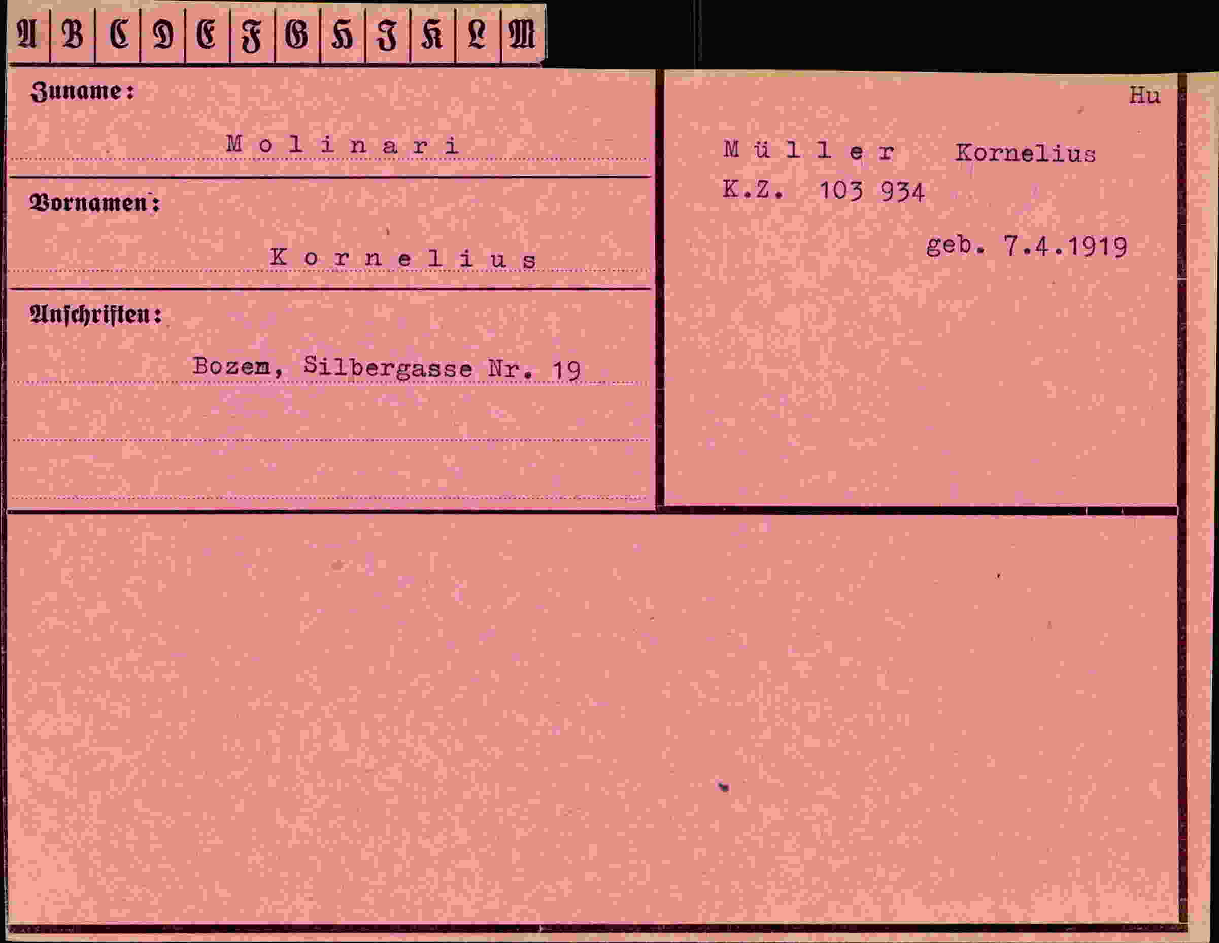 Dokument für Kornelius Molinari