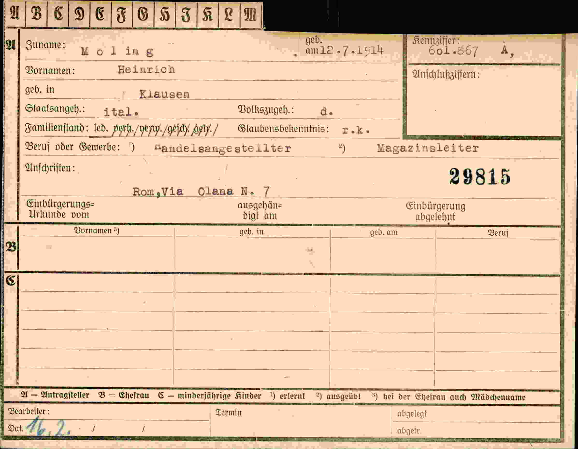 Dokument für Heinrich Moling