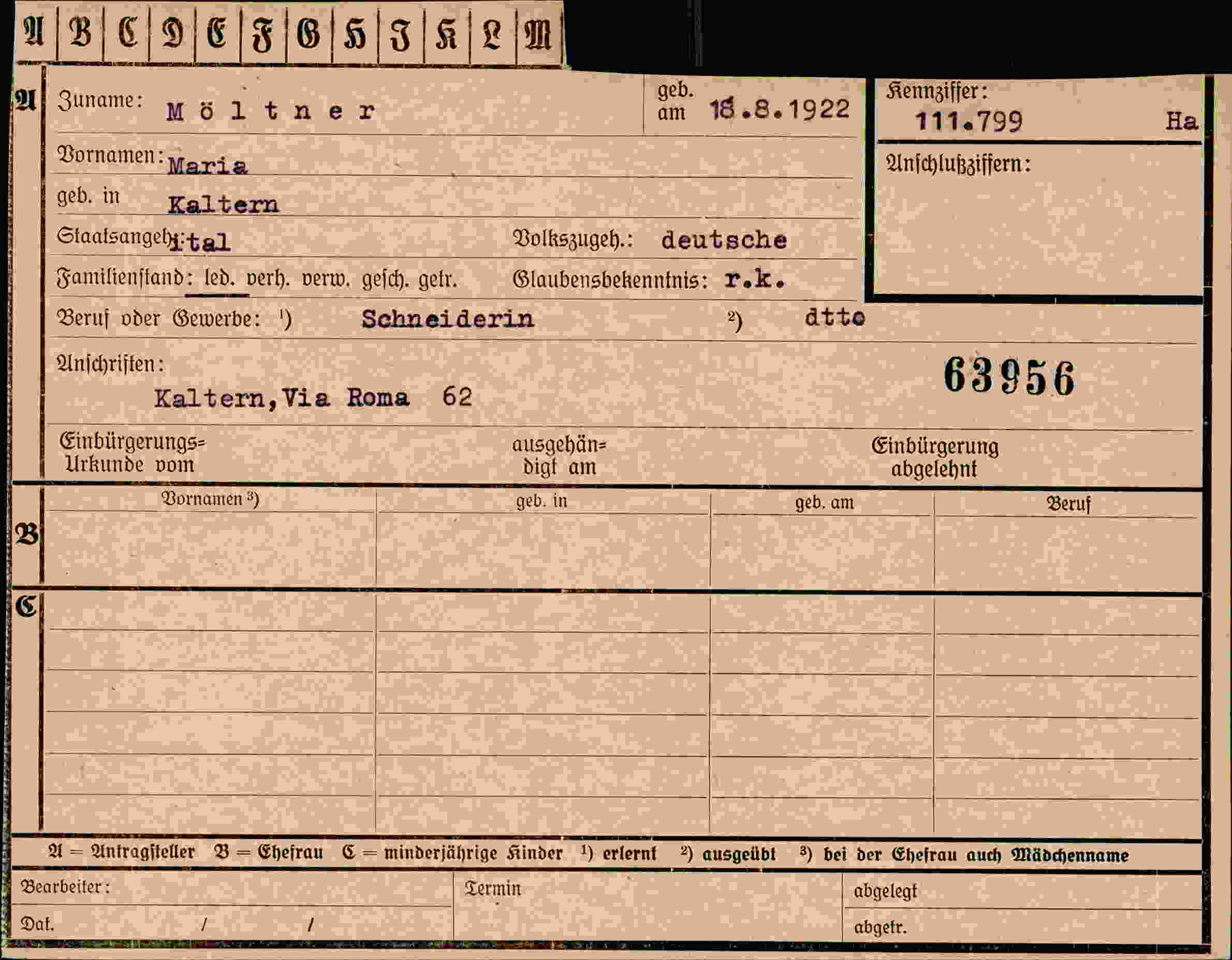 Vorderseite des Dokuments