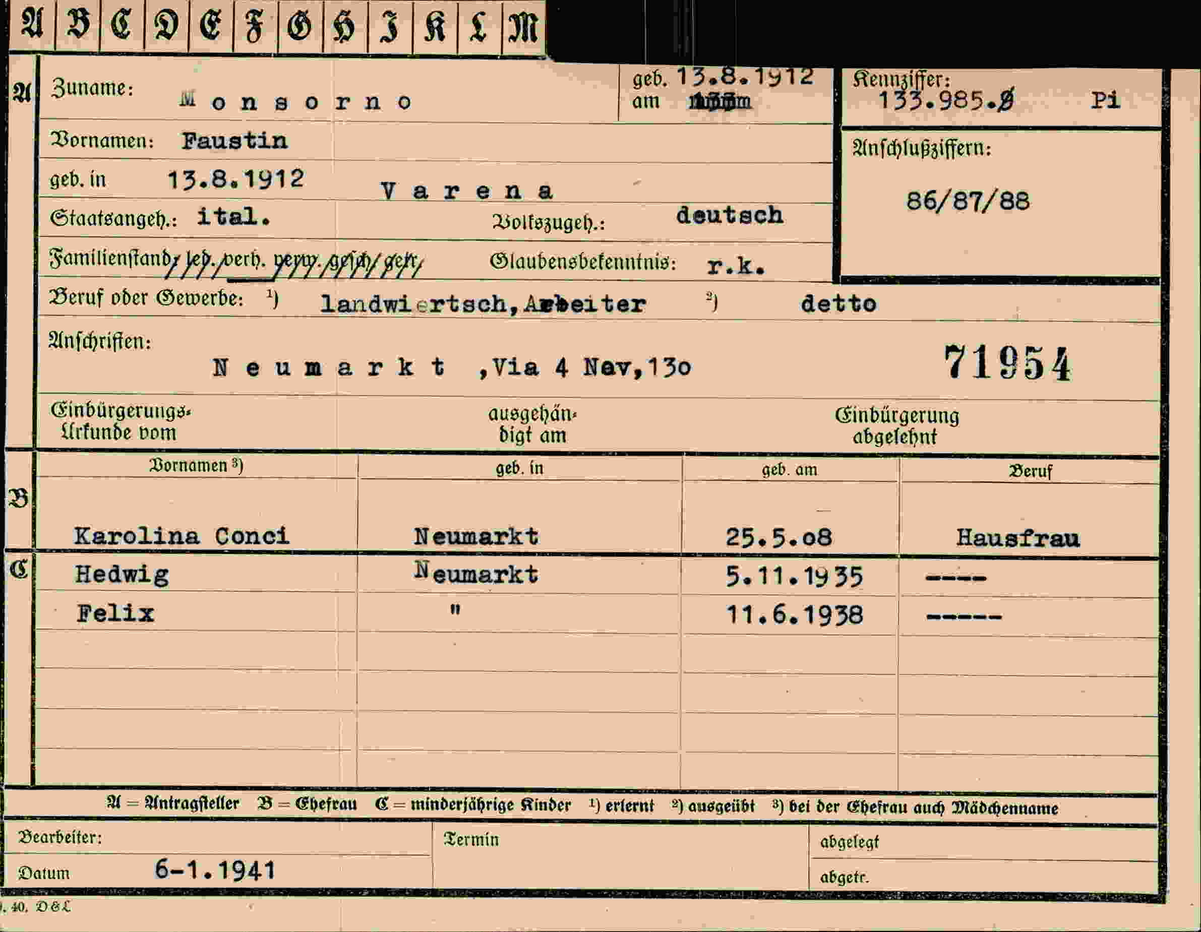 Vorderseite des Dokuments