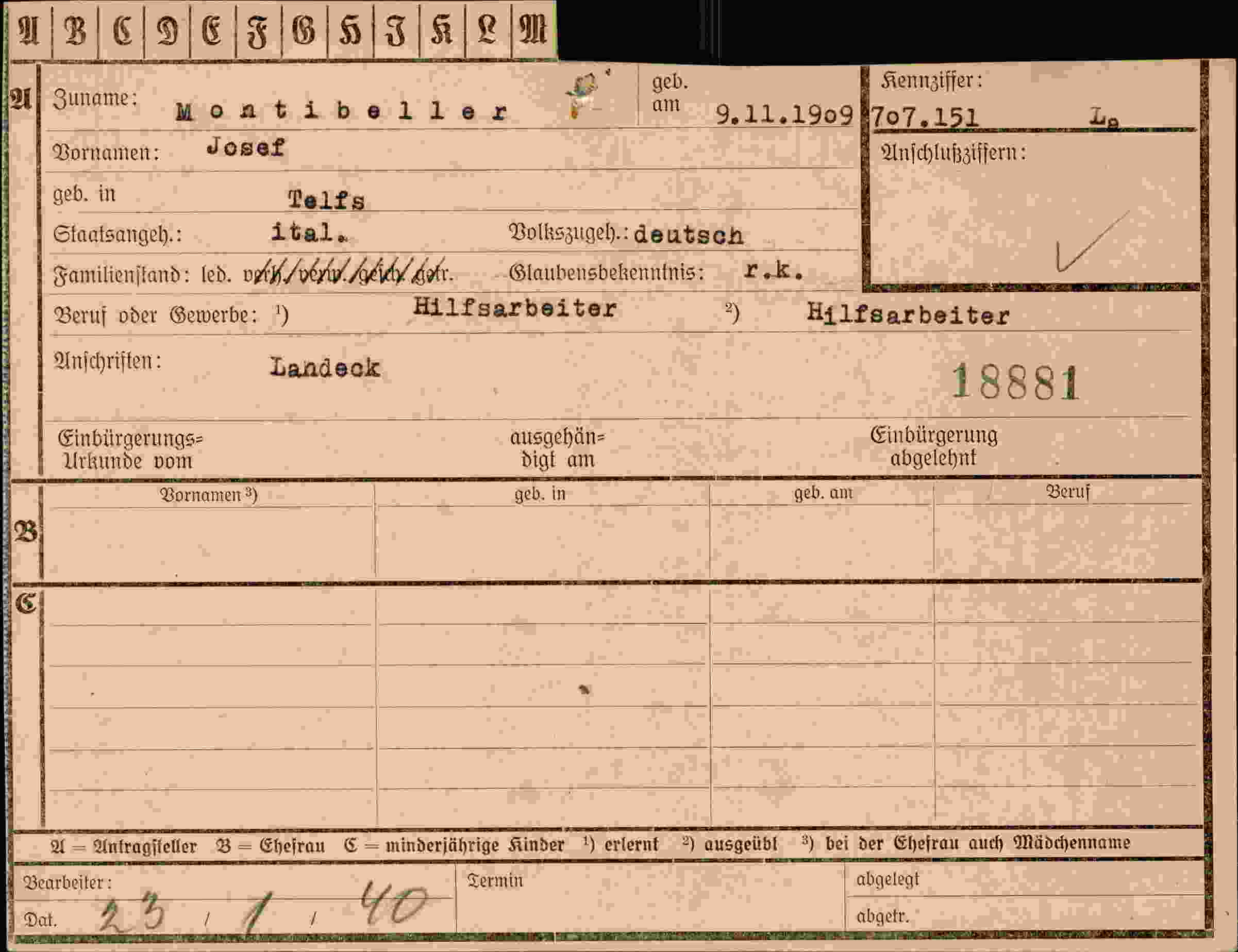 Dokument für Josef Montibeller
