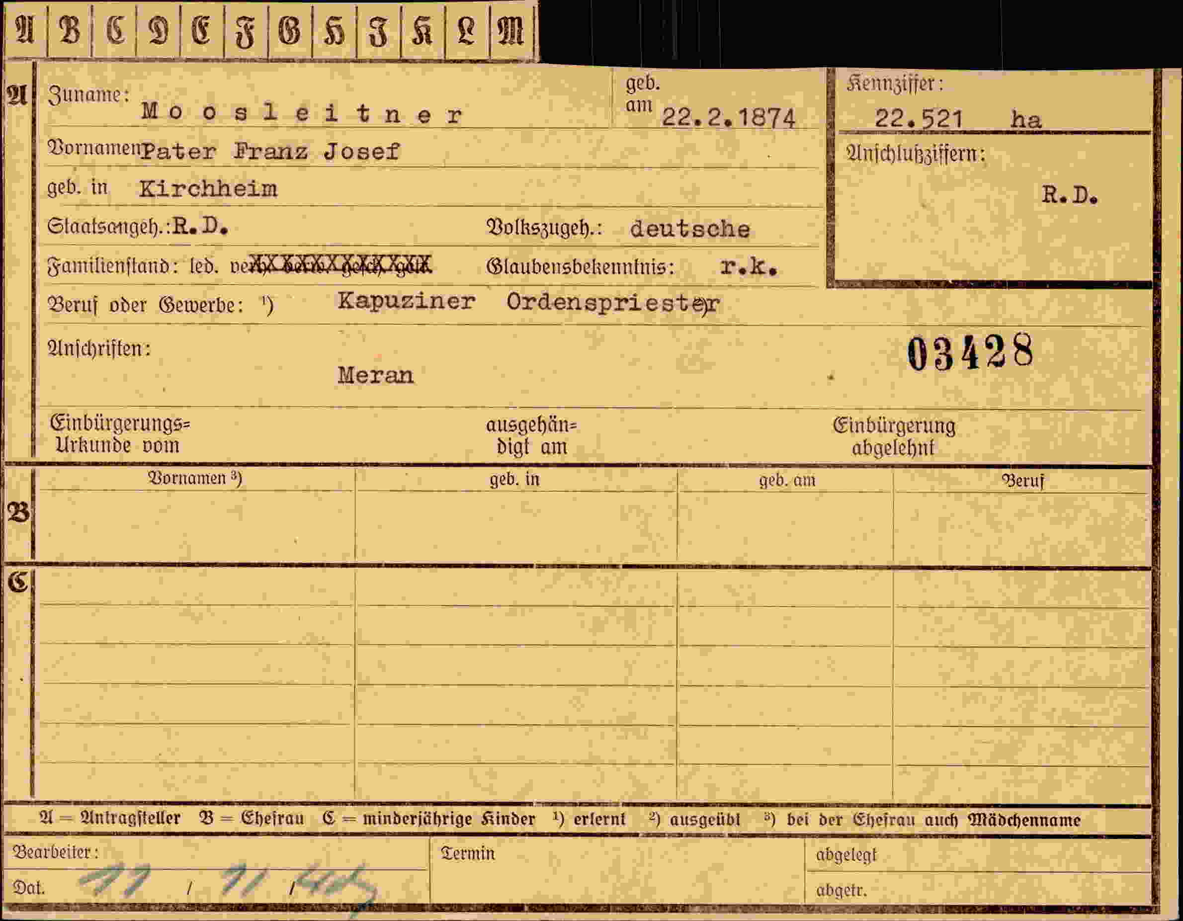 Dokument für Franz Josef Moosleitner