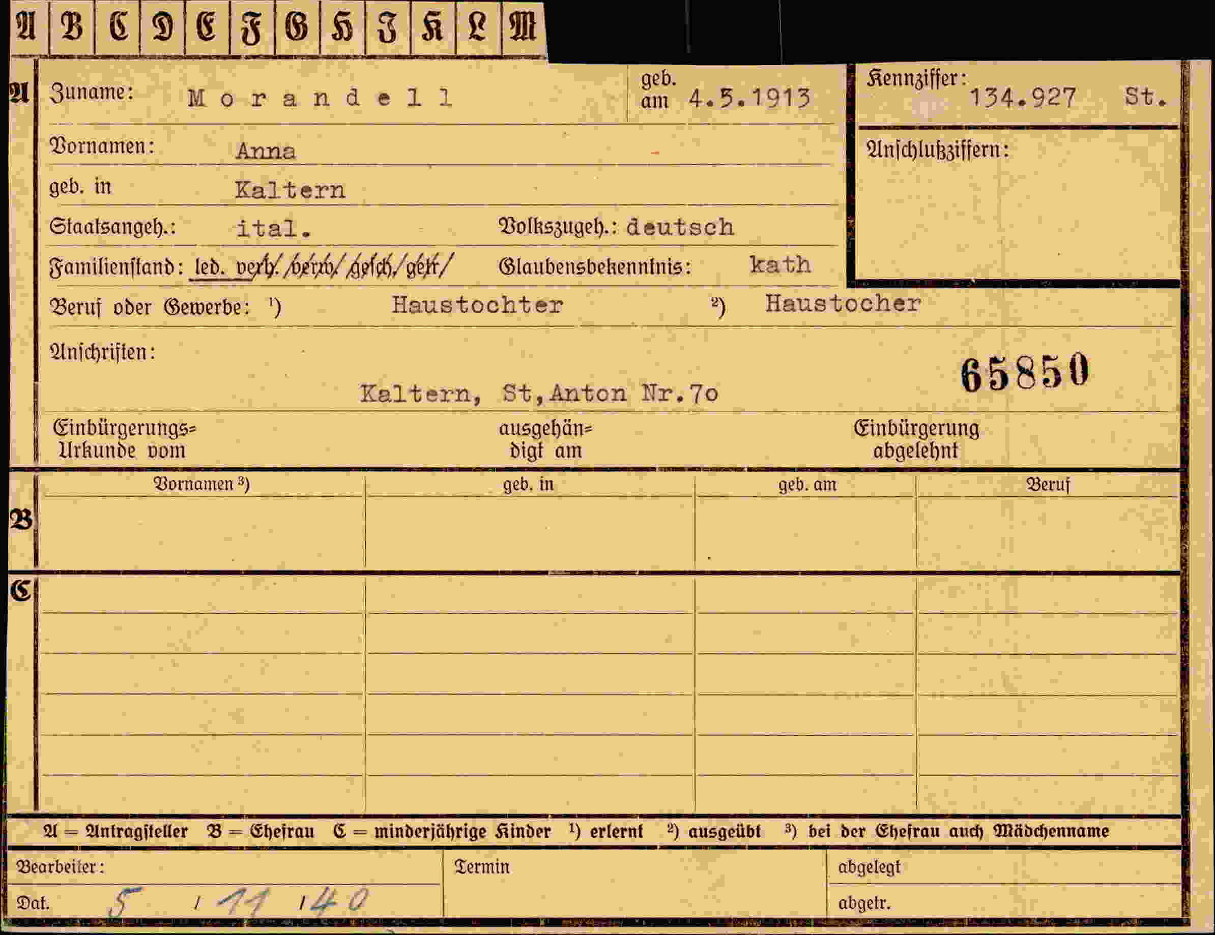 Vorderseite des Dokuments