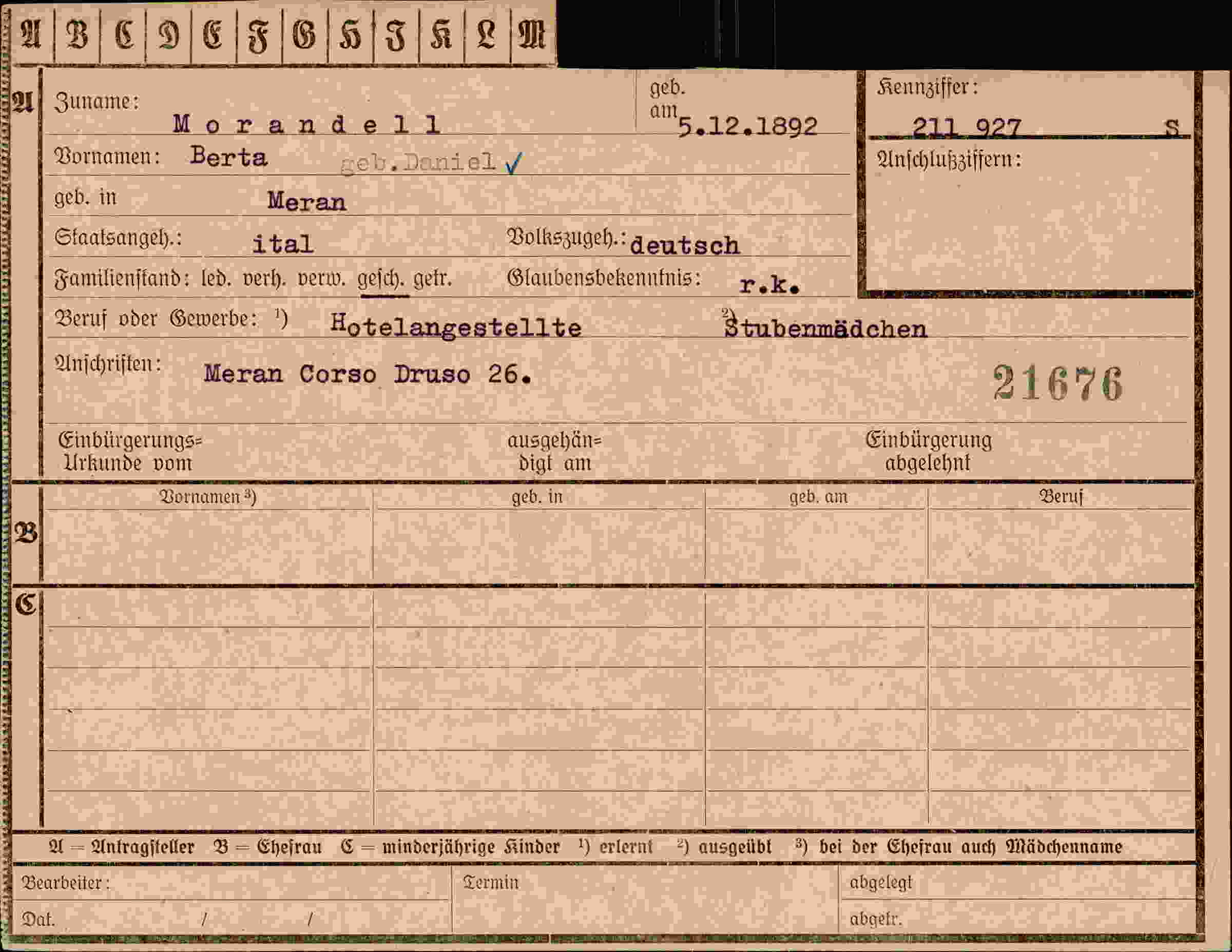 Vorderseite des Dokuments