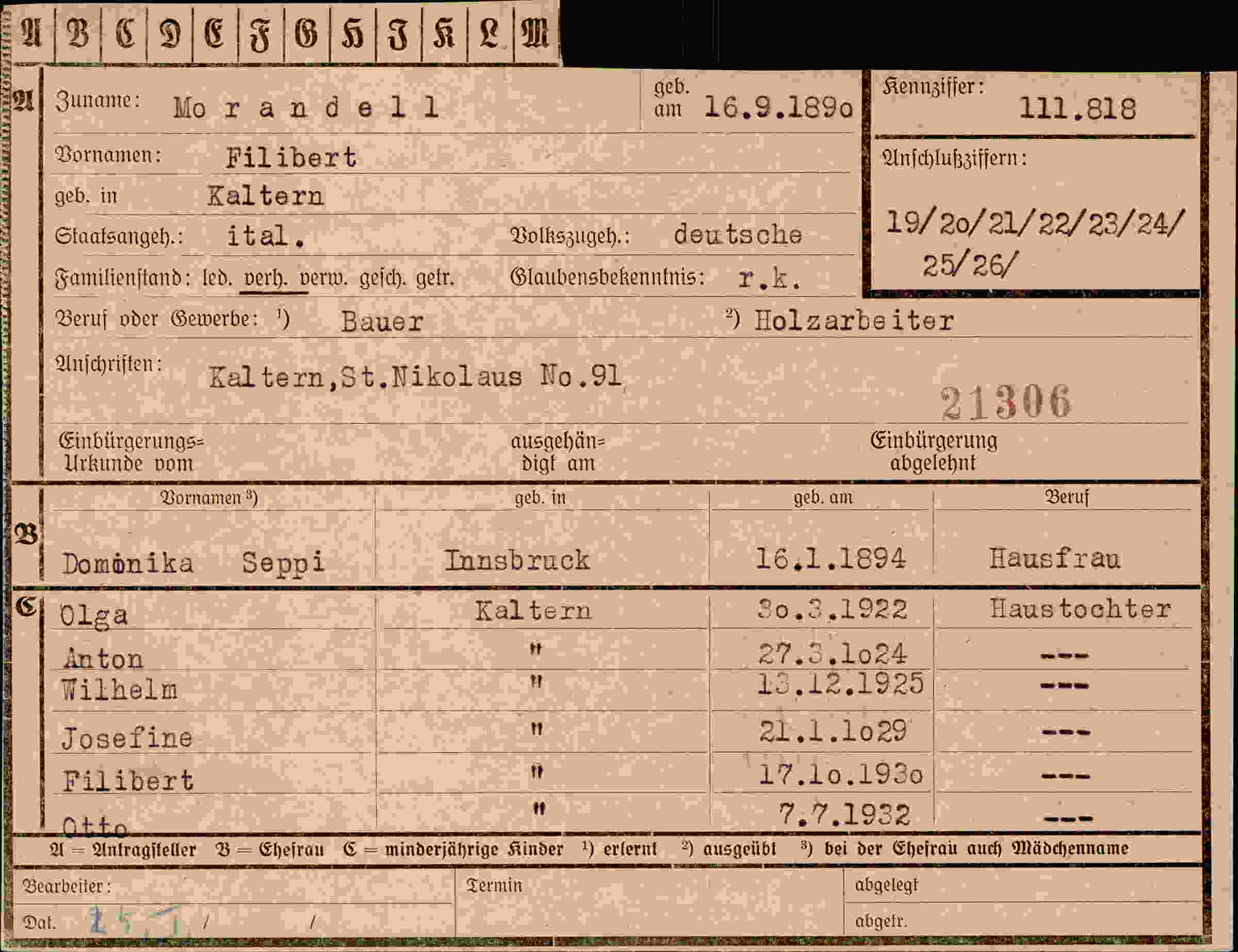 Vorderseite des Dokuments