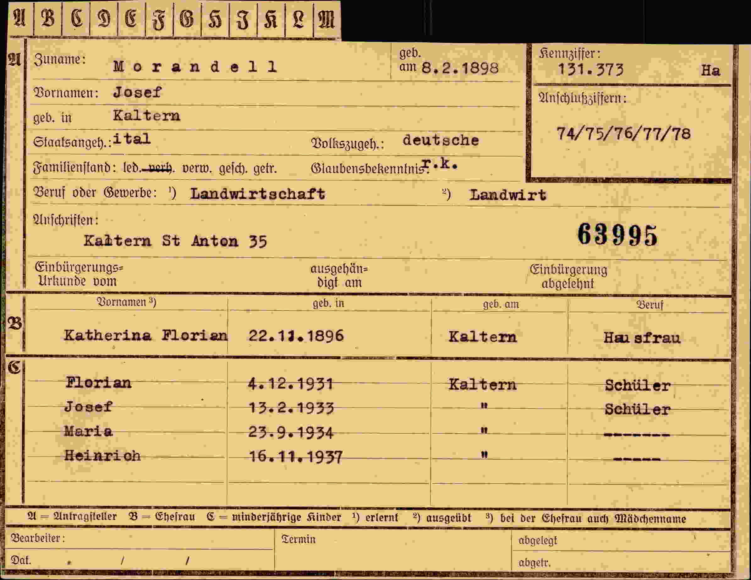 Vorderseite des Dokuments