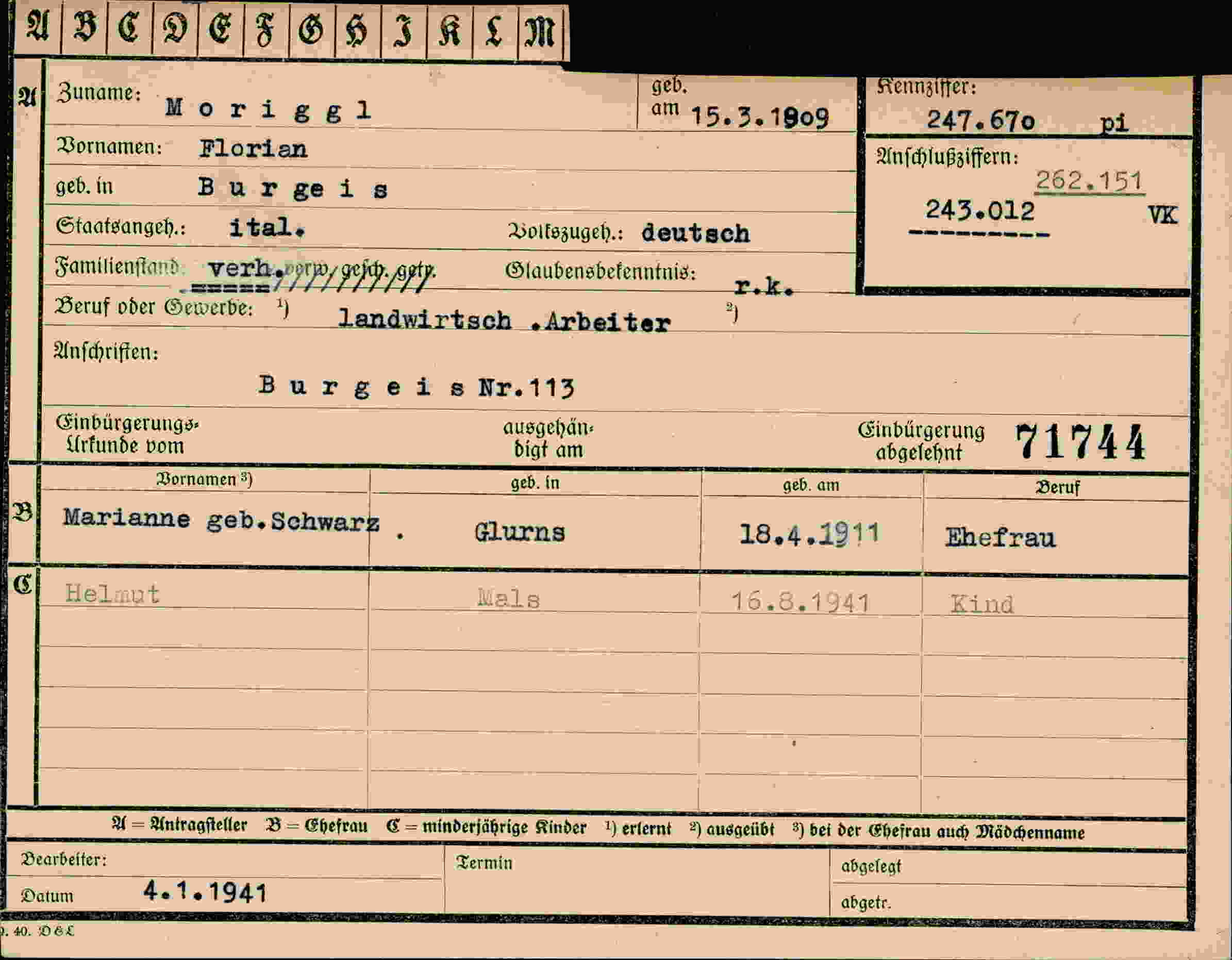 Vorderseite des Dokuments