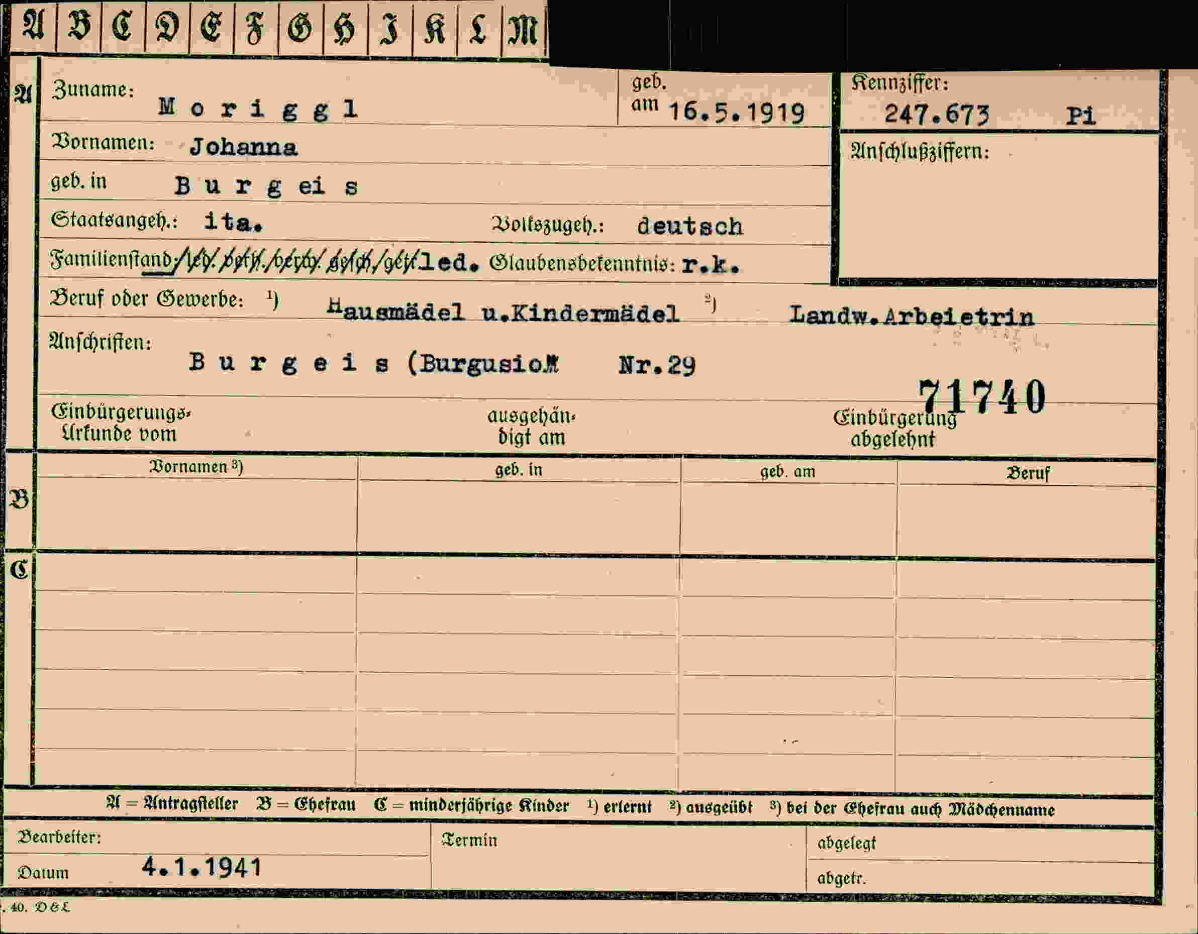 Vorderseite des Dokuments