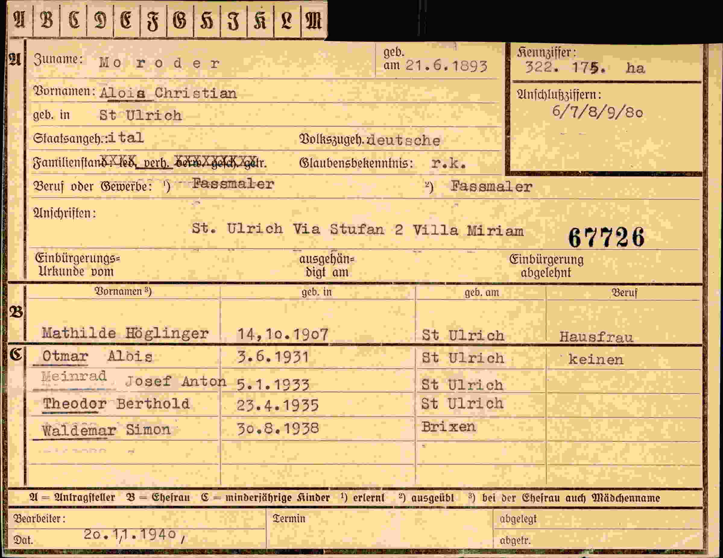 Dokument für Christian Moroder