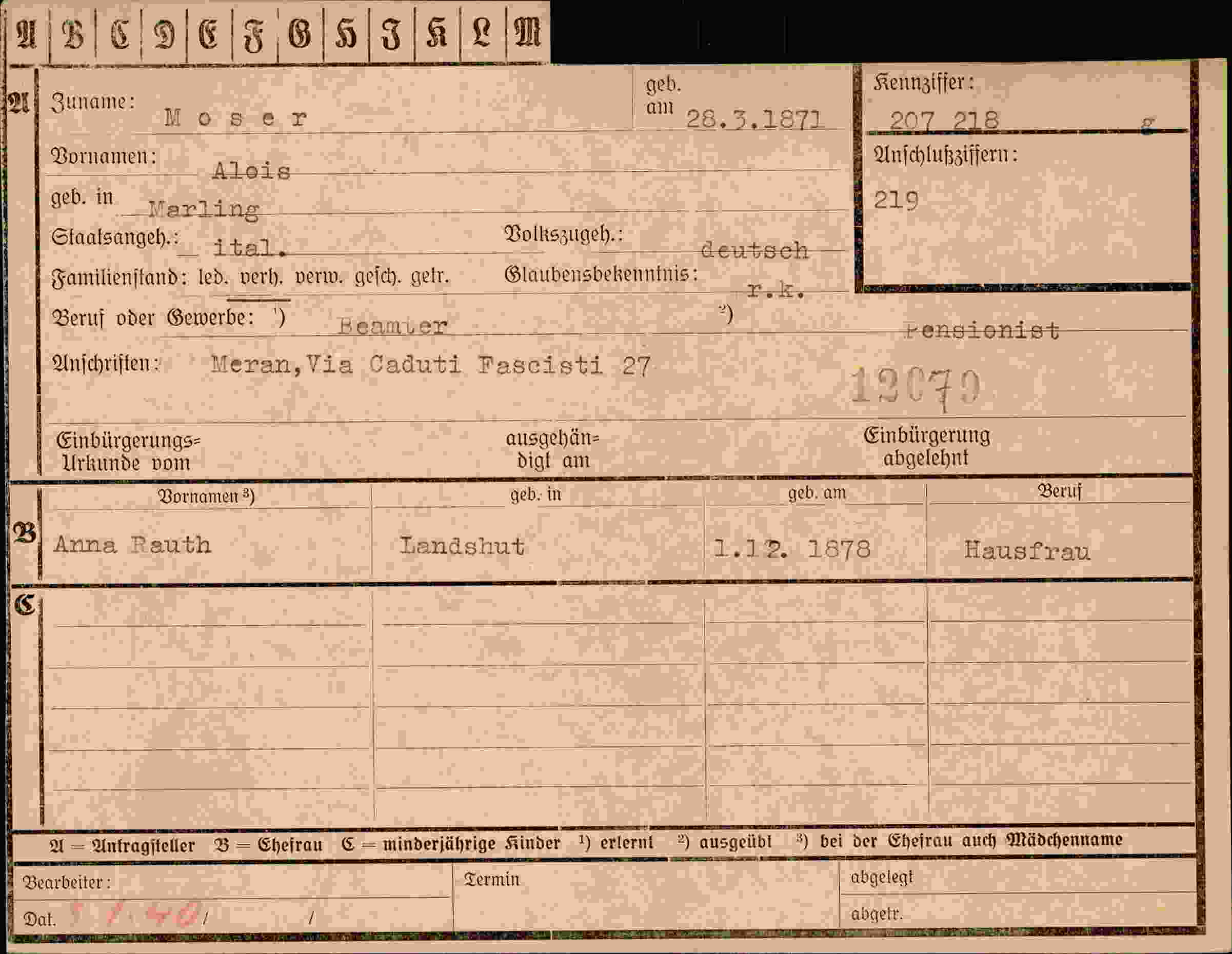 Dokument für Alois Moser