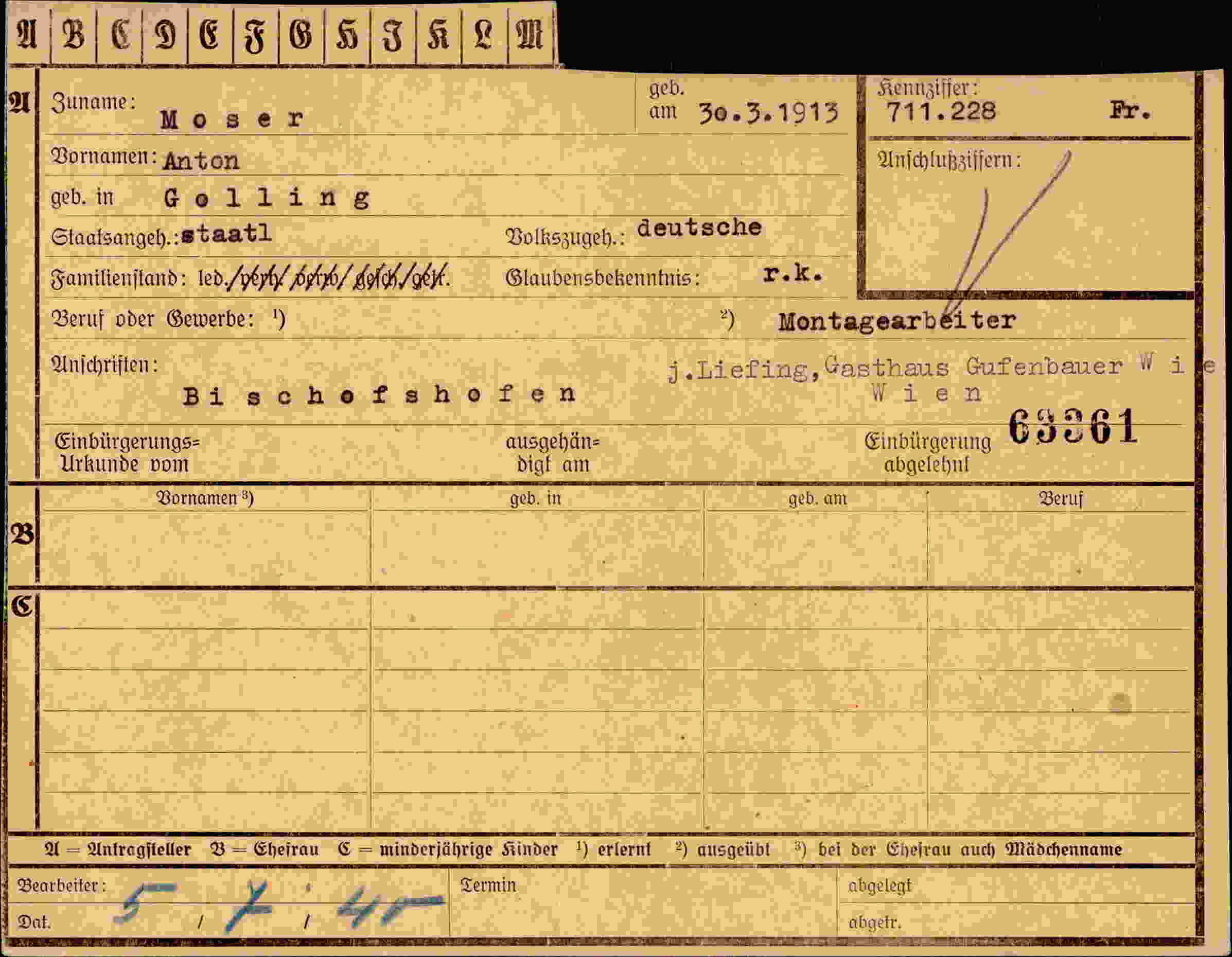 Dokument für Anton Moser