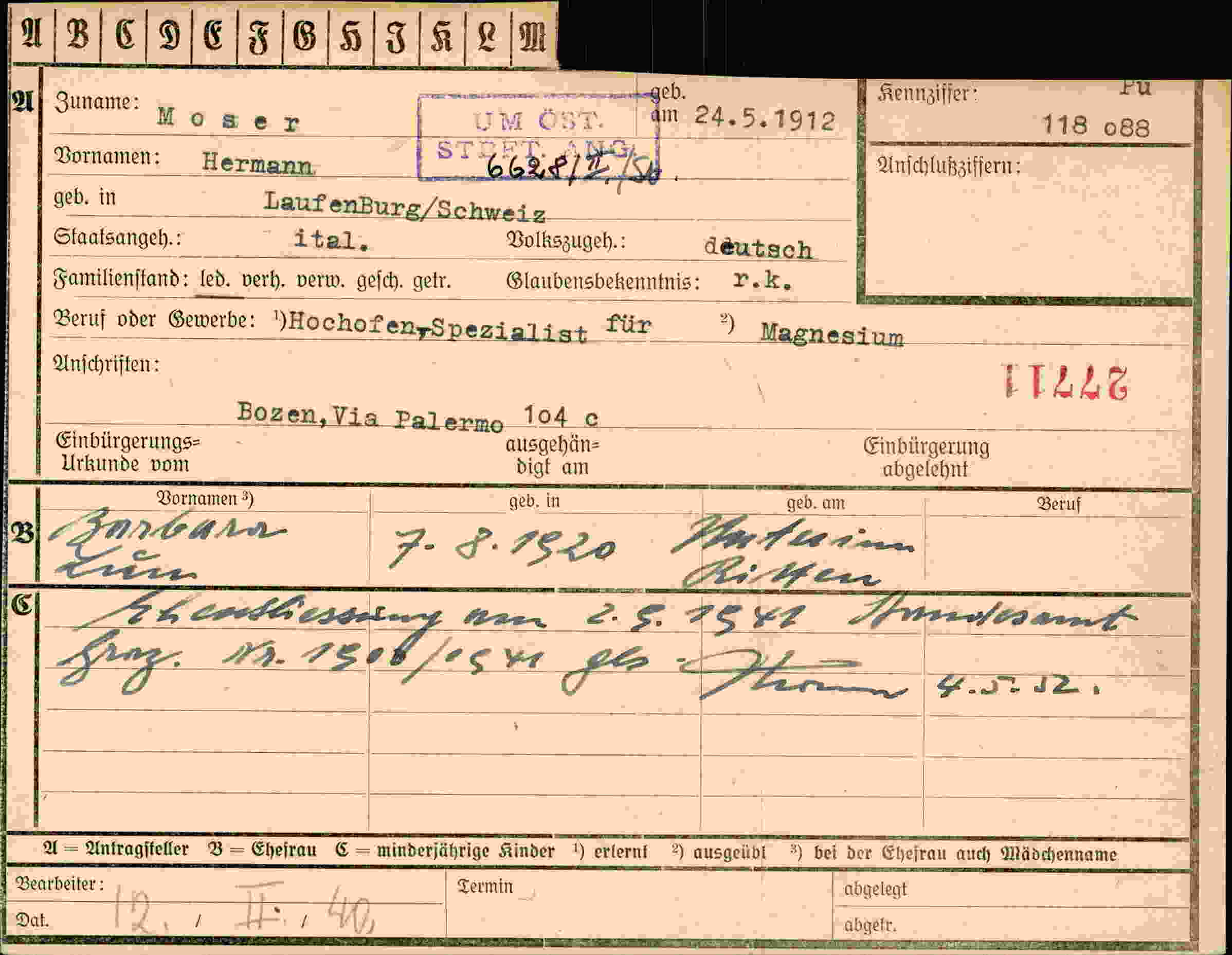 Dokument für Hermann Moser