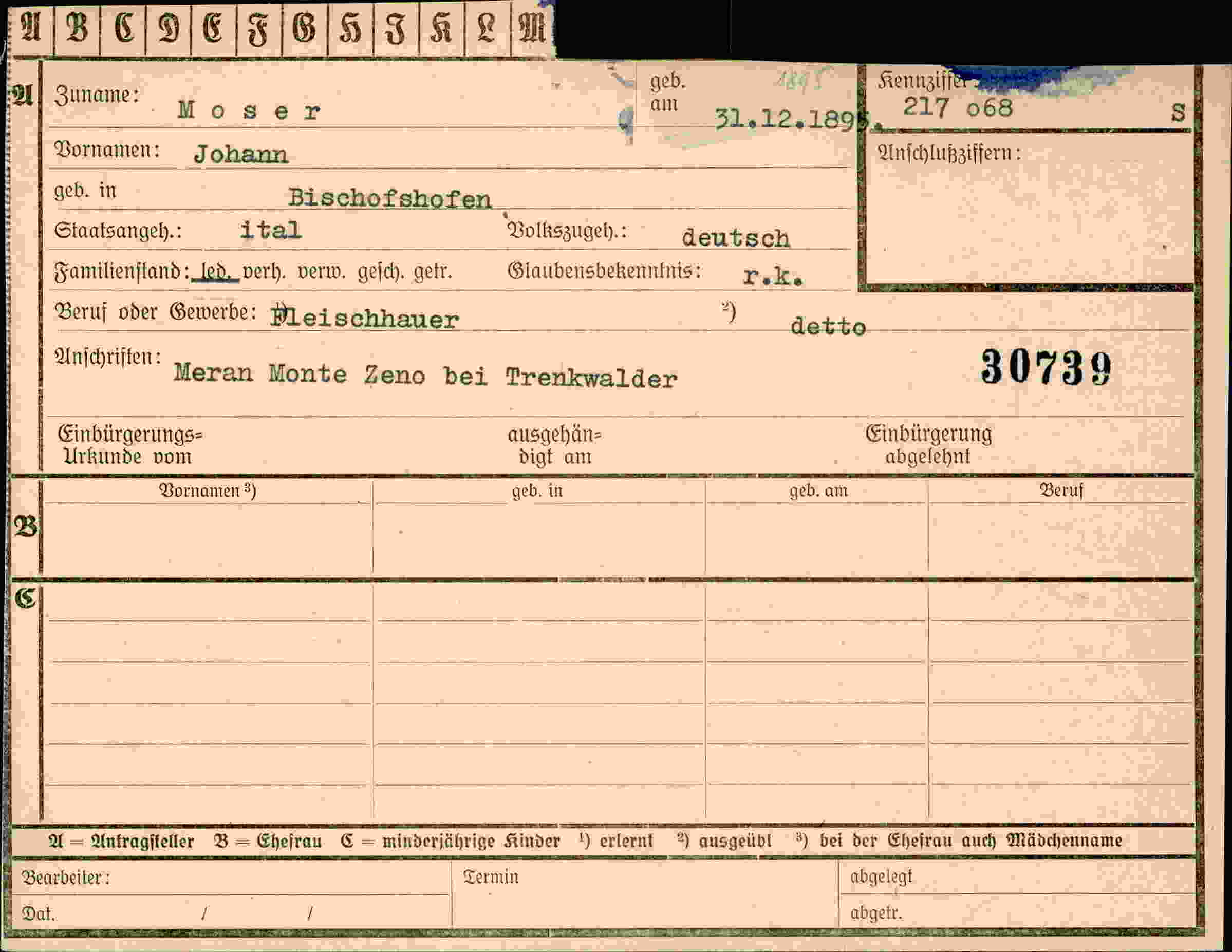 Vorderseite des Dokuments