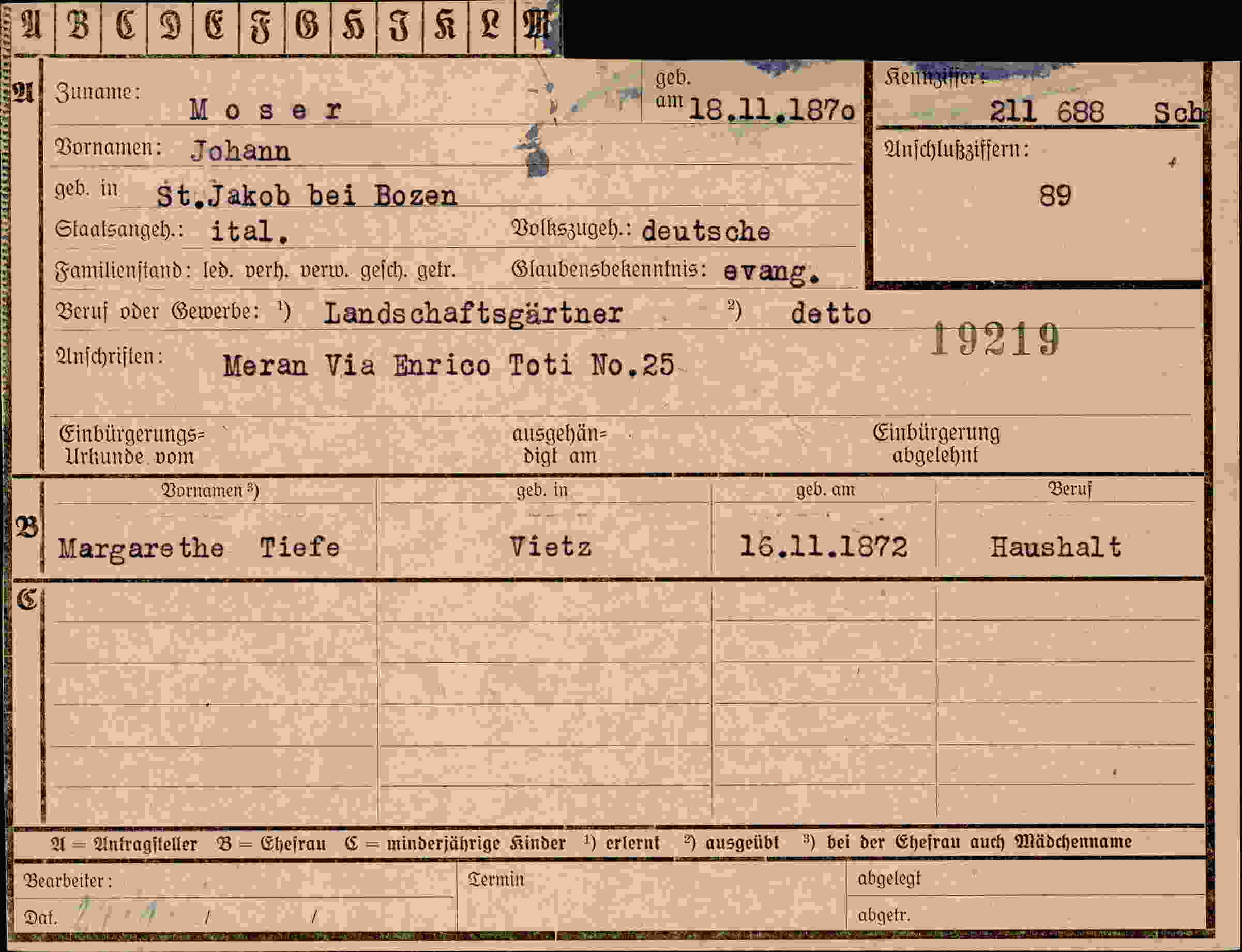 Vorderseite des Dokuments