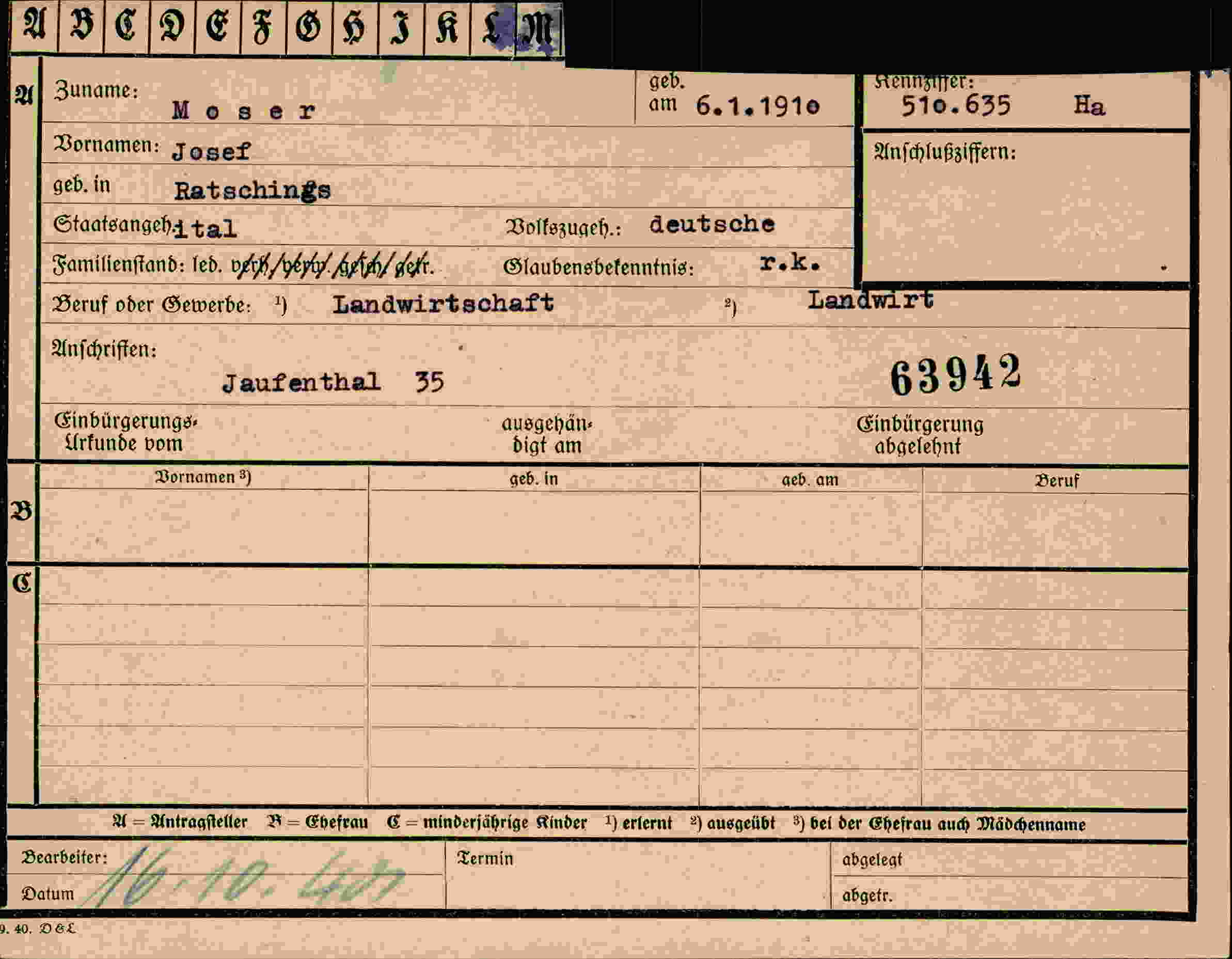 Vorderseite des Dokuments