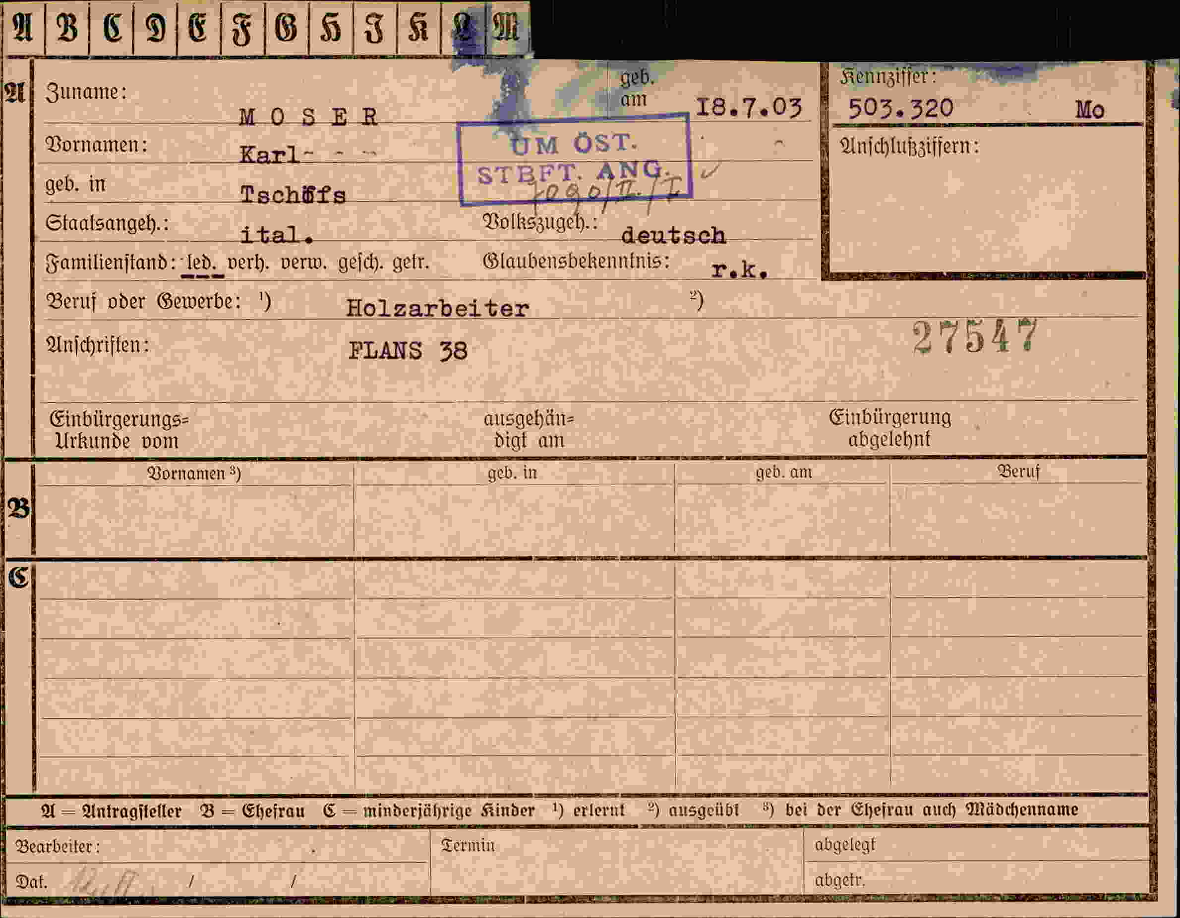 Dokument für Karl Moser