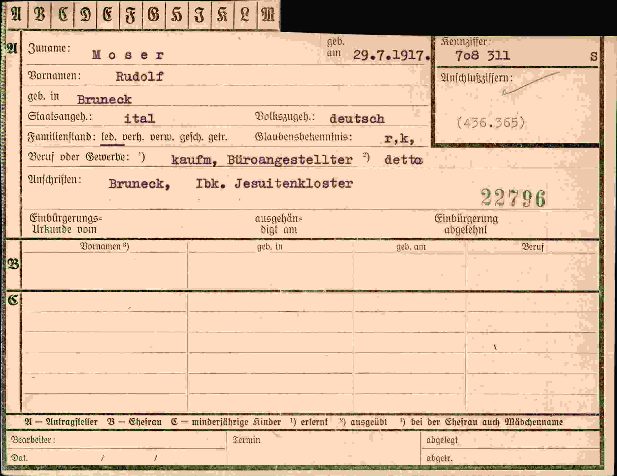 Vorderseite des Dokuments