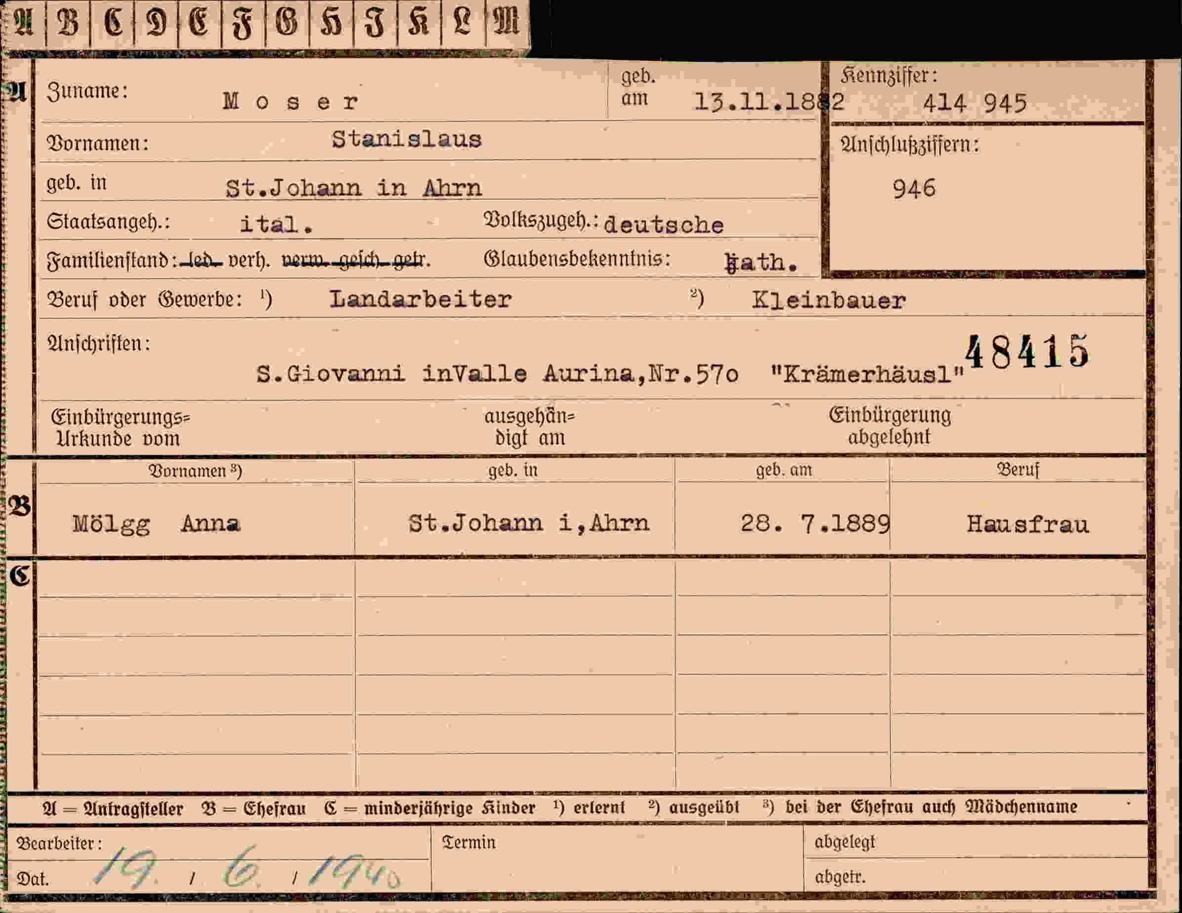 Dokument für Stanislaus Moser