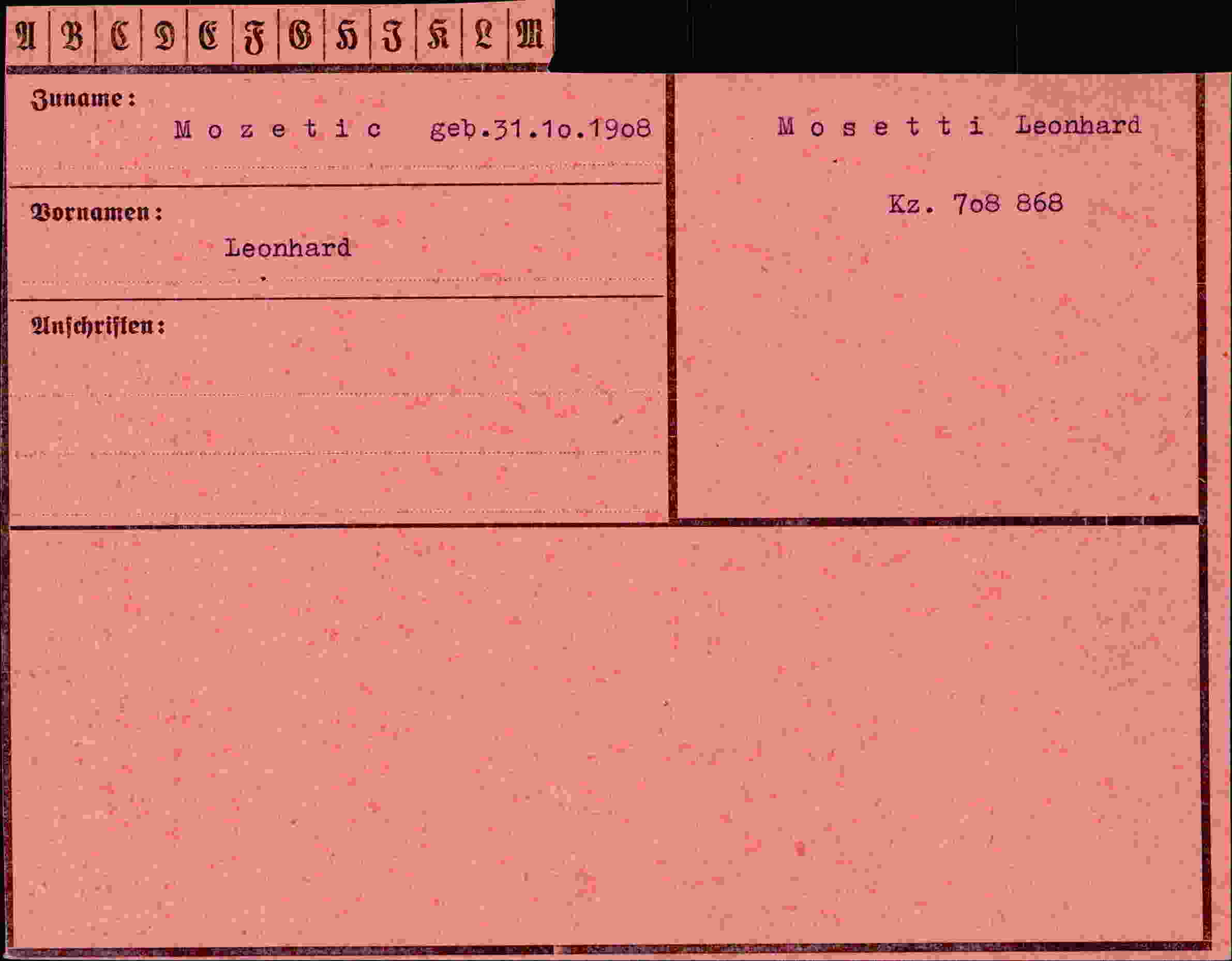 Vorderseite des Dokuments