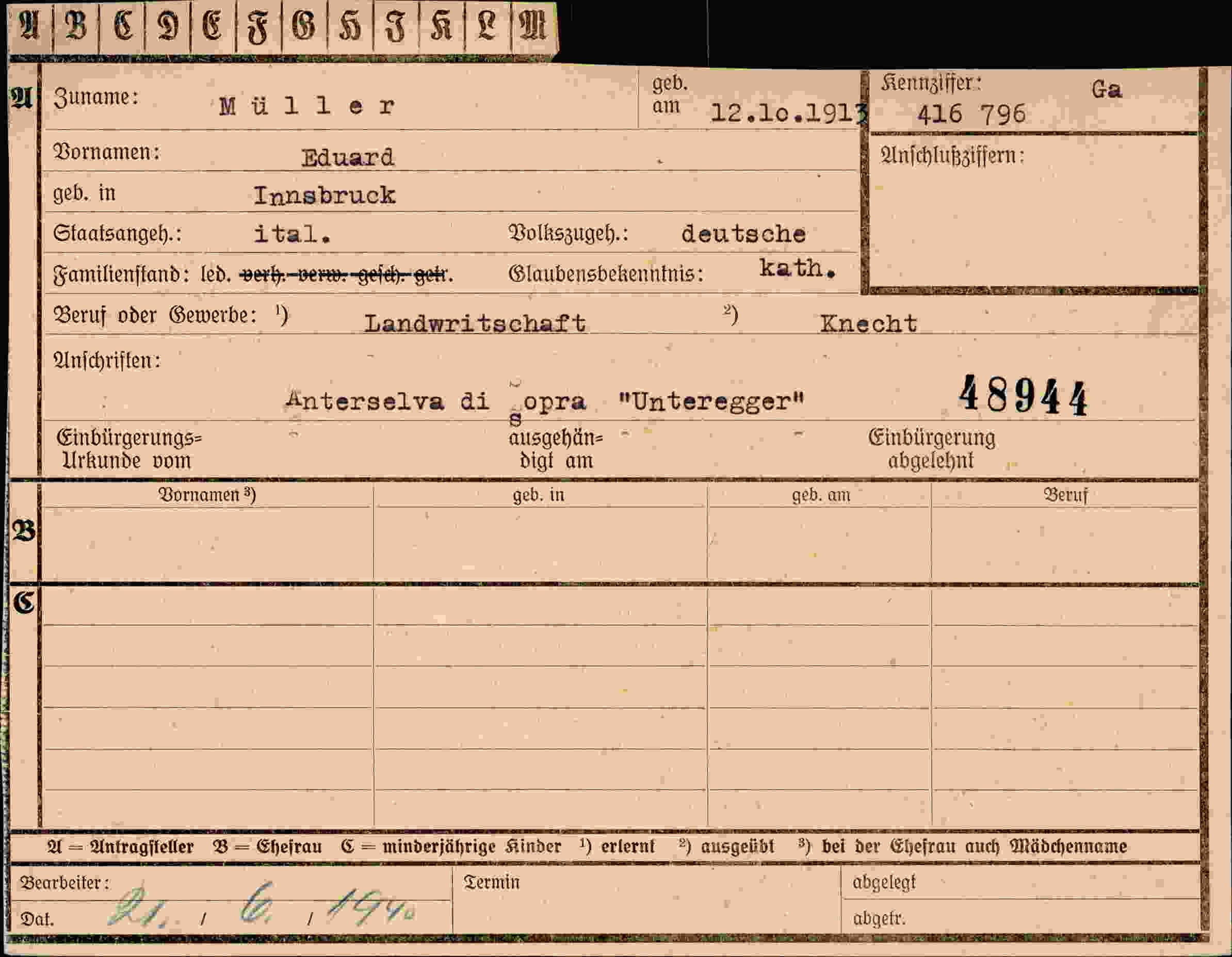 Vorderseite des Dokuments