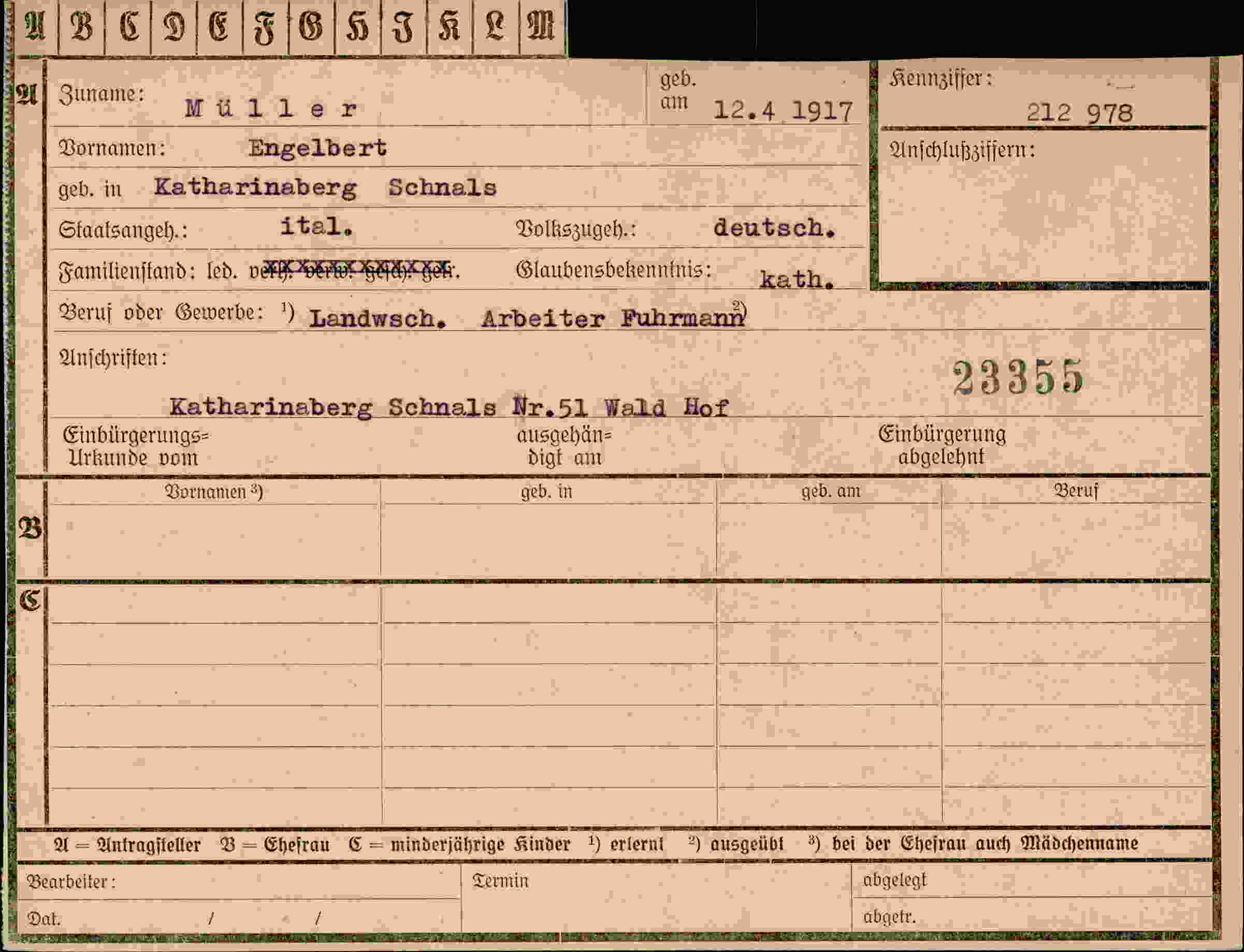 Vorderseite des Dokuments