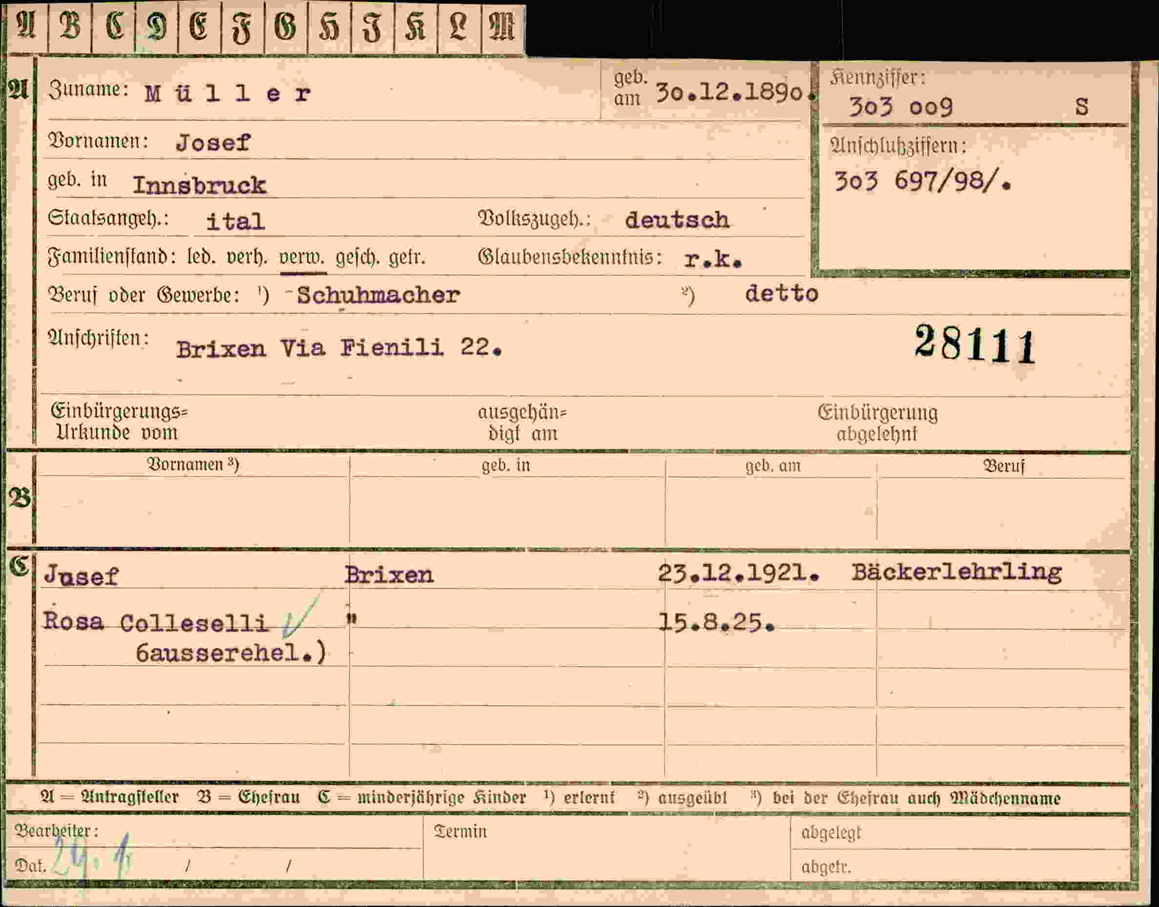 Vorderseite des Dokuments