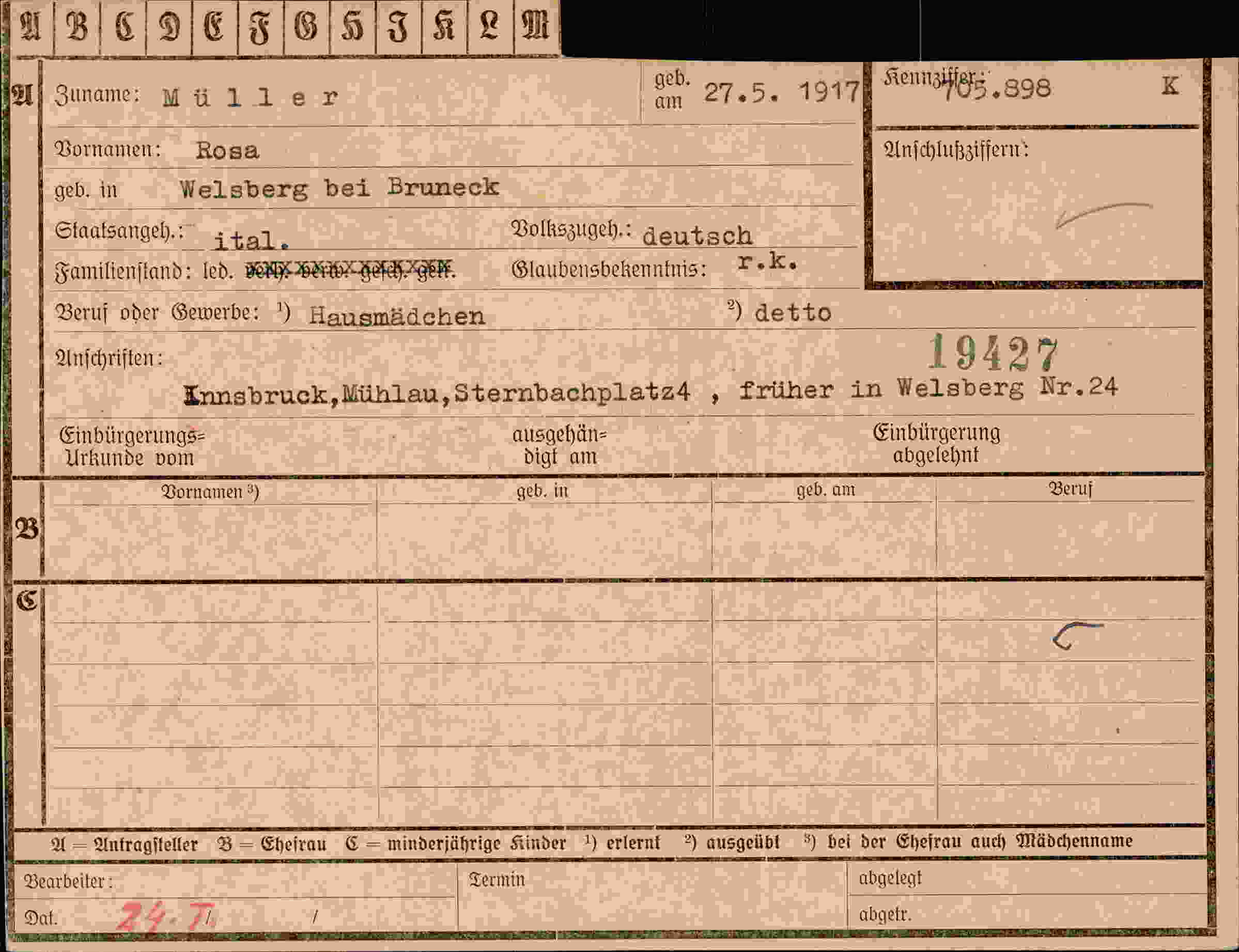 Vorderseite des Dokuments