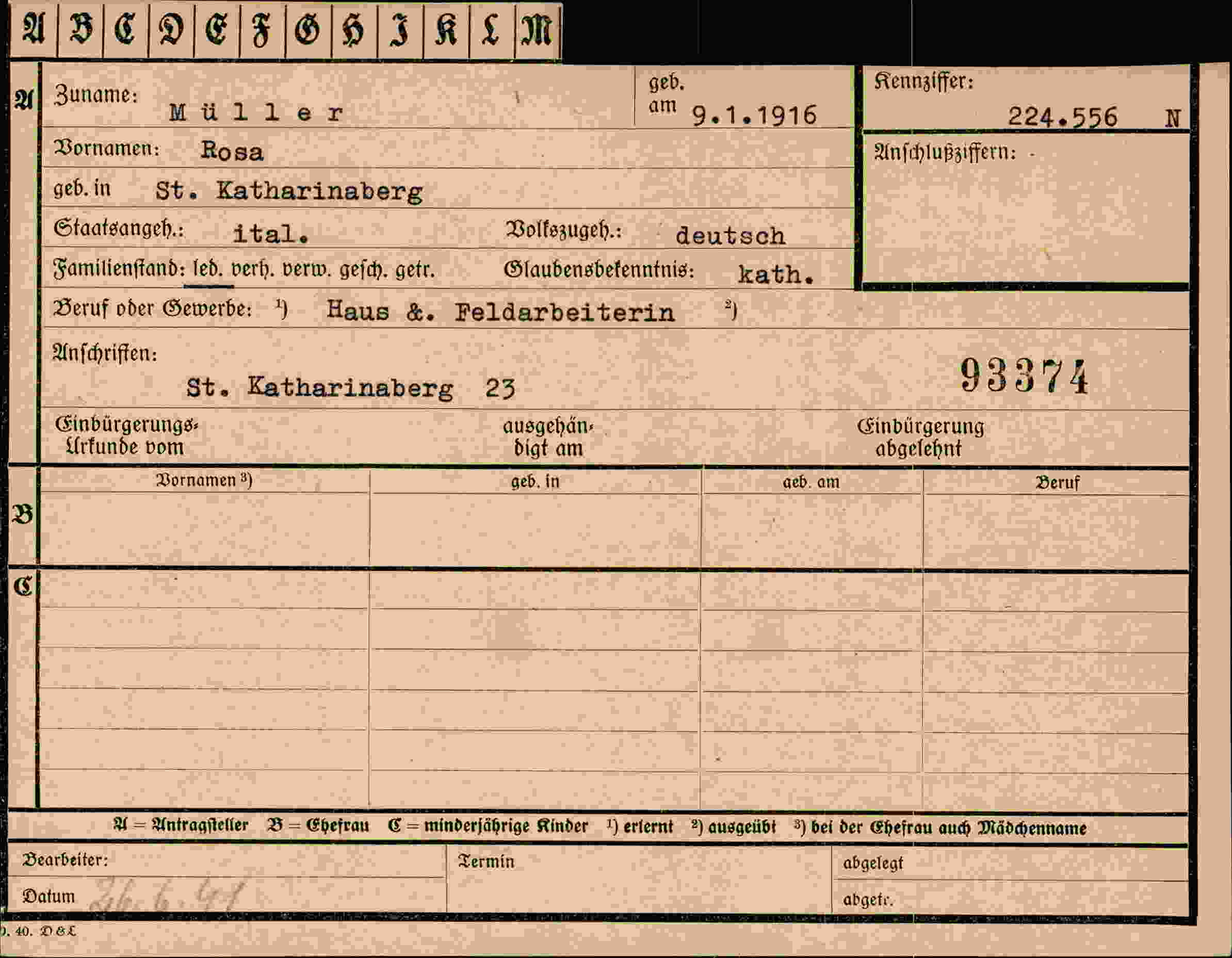 Vorderseite des Dokuments