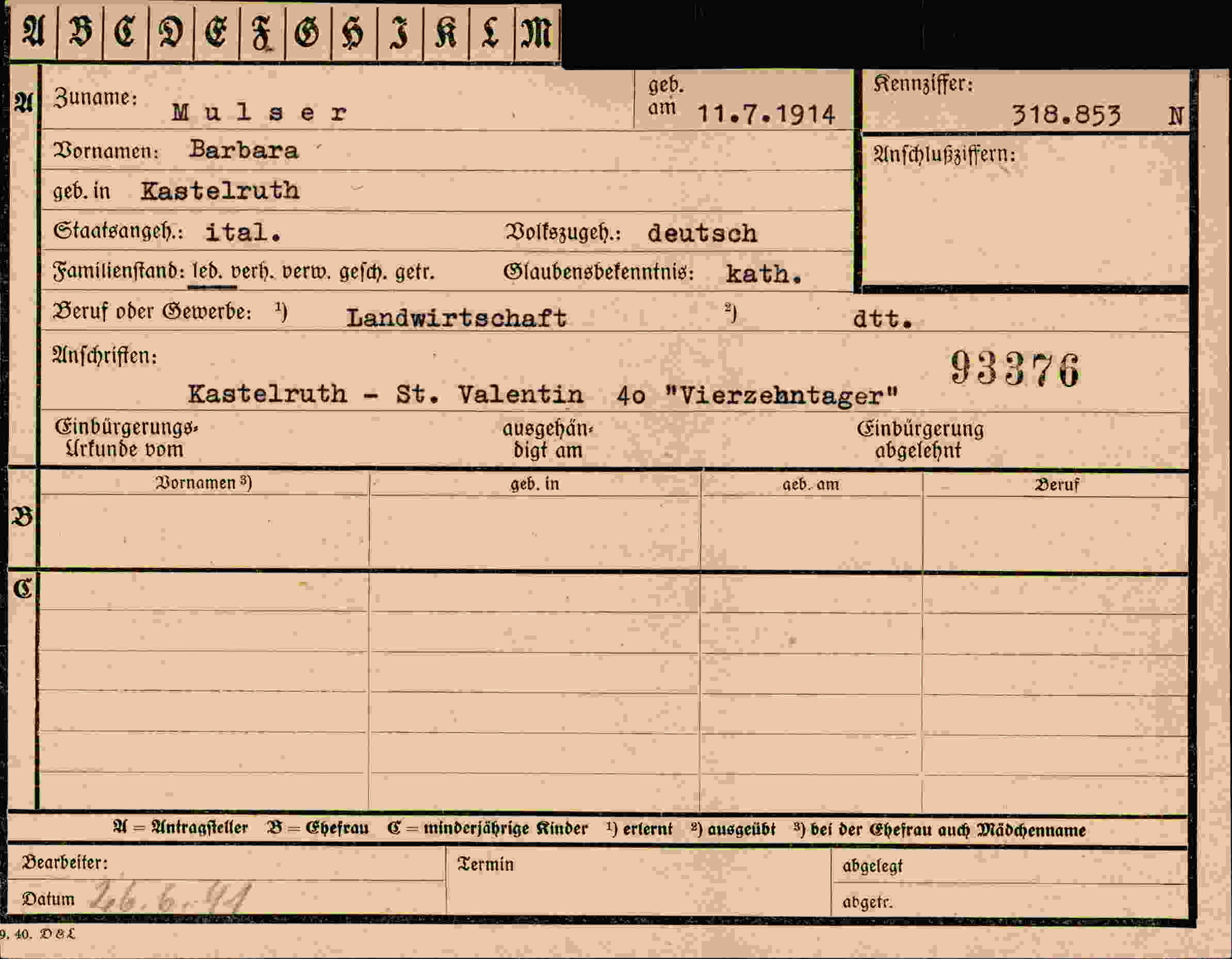 Dokument für Barbara Mulser