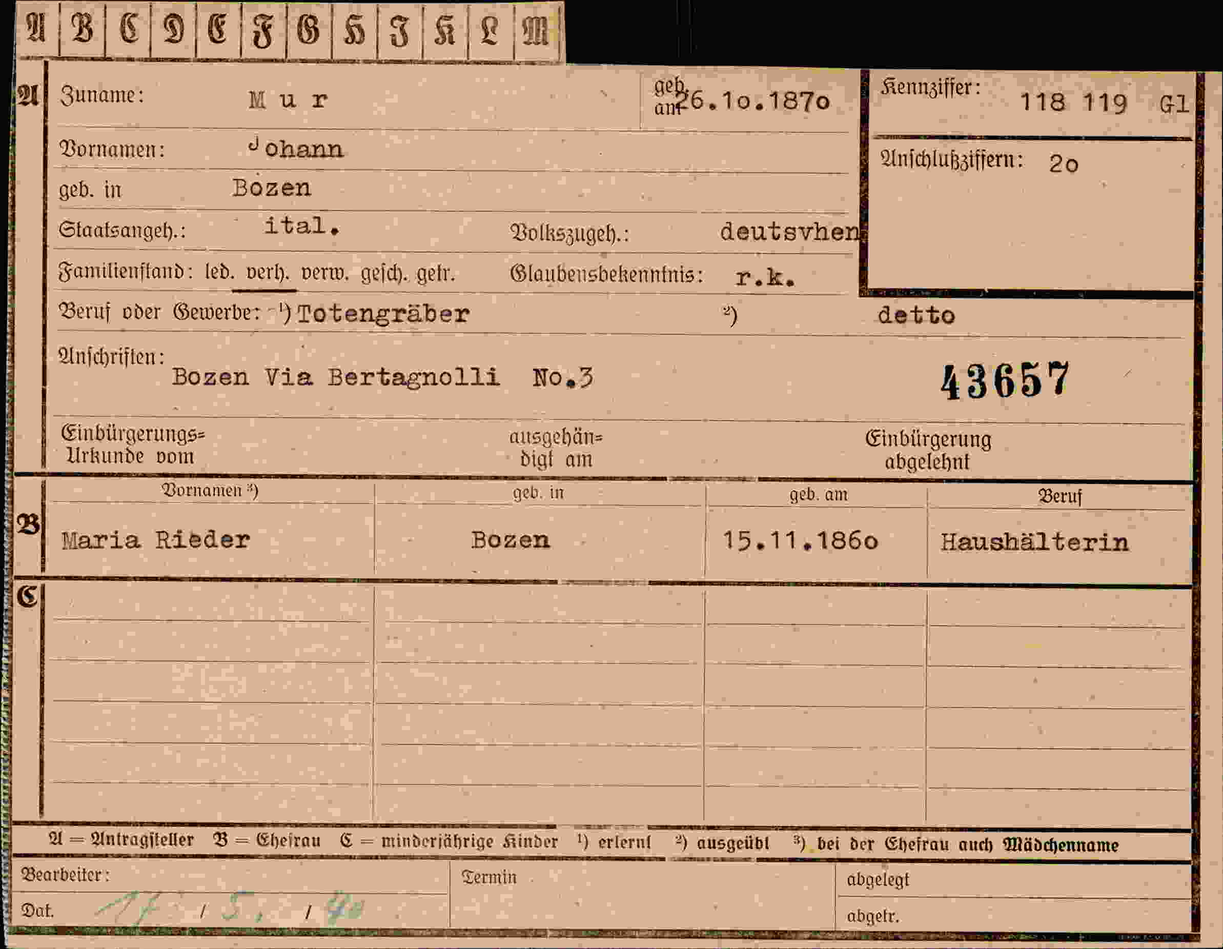 Dokument für Johann Mur